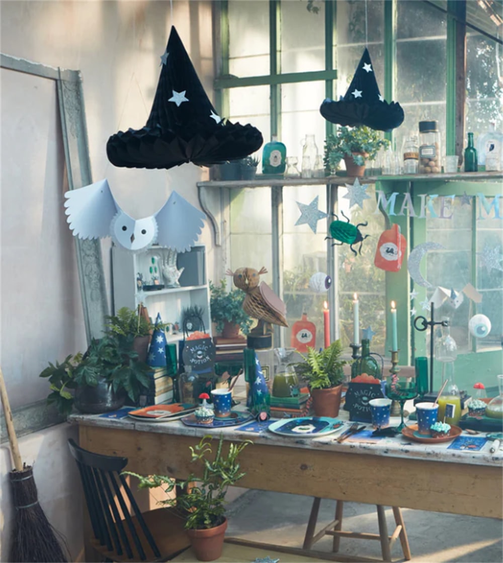 Hanging Honeycomb Witch Hat Decorations - Cadı Şapka Dekorları (3'lü)