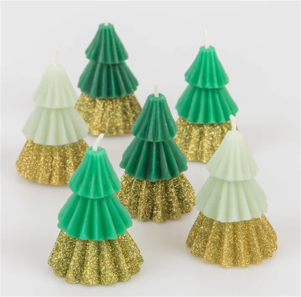 Green Mini Tree Candles - Yeşil Mini Ağaç Mumlar (6'lı)