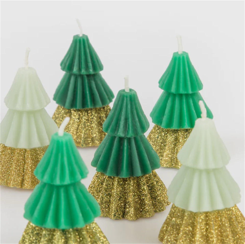Green Mini Tree Candles - Yeşil Mini Ağaç Mumlar (6'lı)
