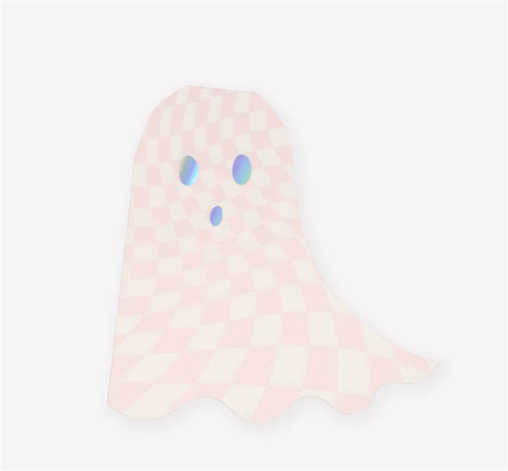 Pink Checker Ghost Napkins - Pembe Kareli Hayalet Peçeteler (16'lı)