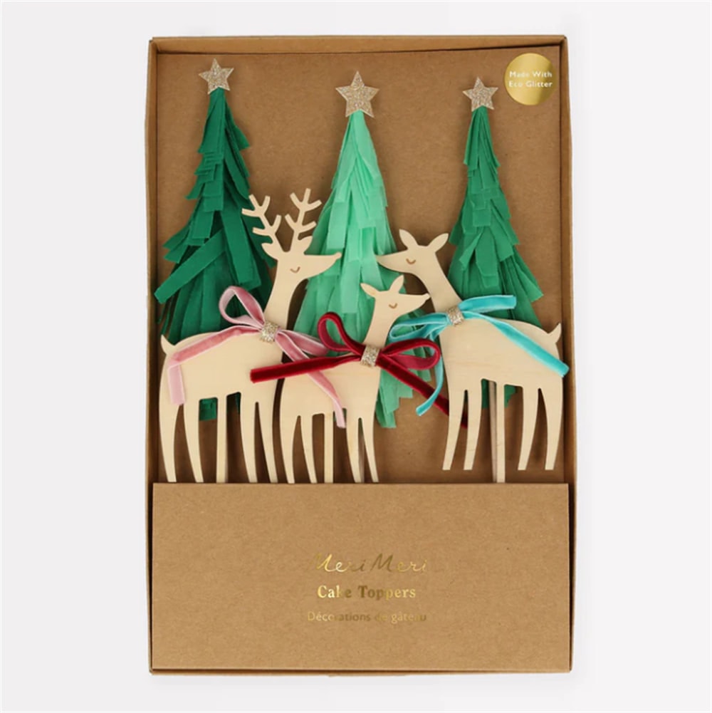 Reindeer Family Cake Toppers - Ren Geyikleri Ailesi Pasta Süsü