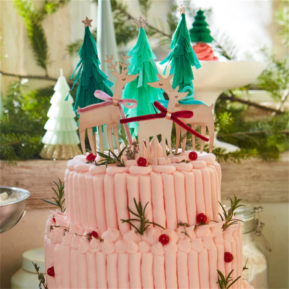 Reindeer Family Cake Toppers - Ren Geyikleri Ailesi Pasta Süsü