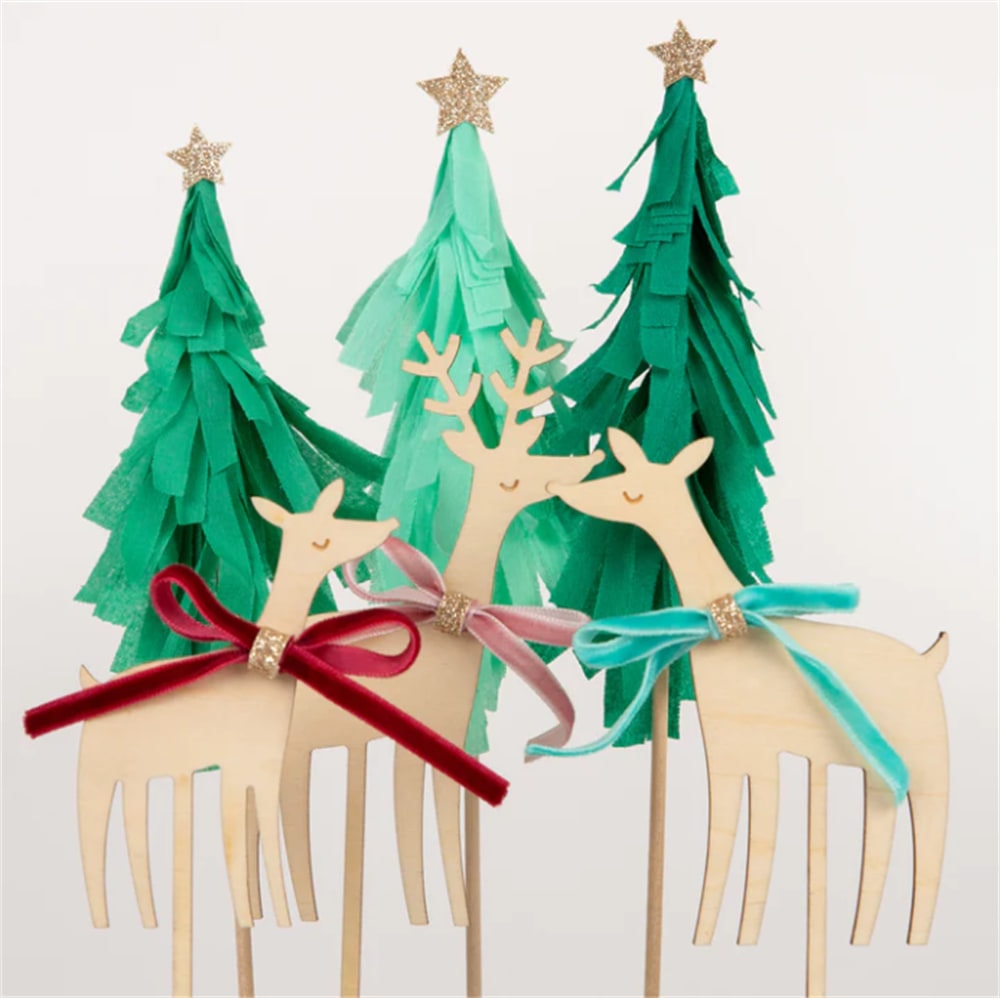 Reindeer Family Cake Toppers - Ren Geyikleri Ailesi Pasta Süsü
