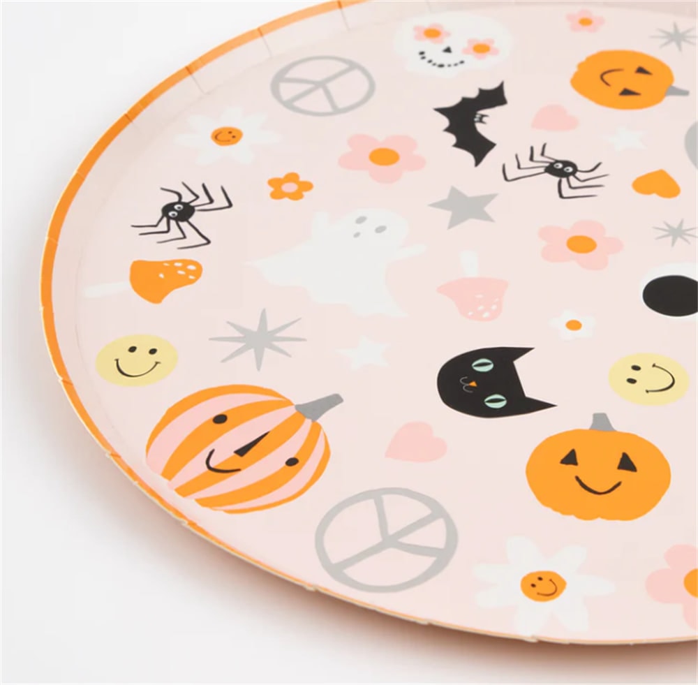 Groovy Halloween Icon Dinner Plates - Cadılar Bayramı Karakterli Tabaklar (L) (8'li)
