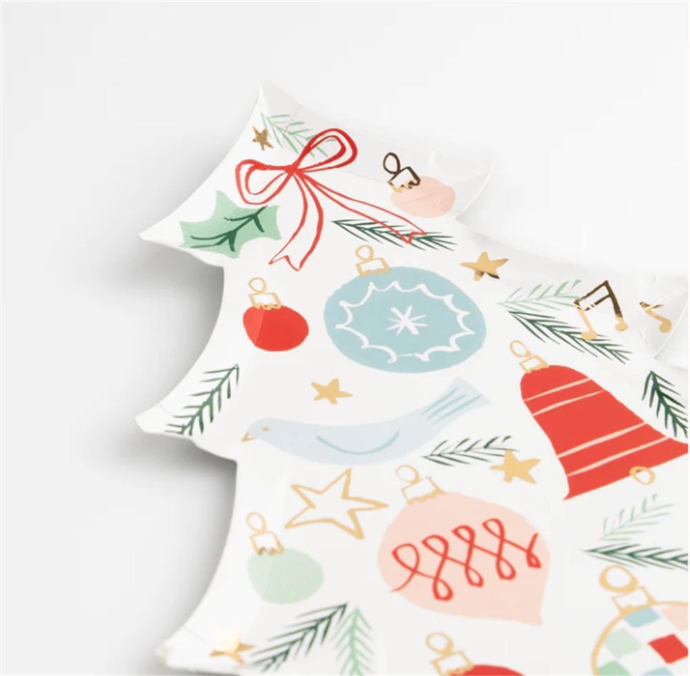 Festive Pattern Tree Plates - Yeni Yıl Ağacı Tabaklar (8'li)