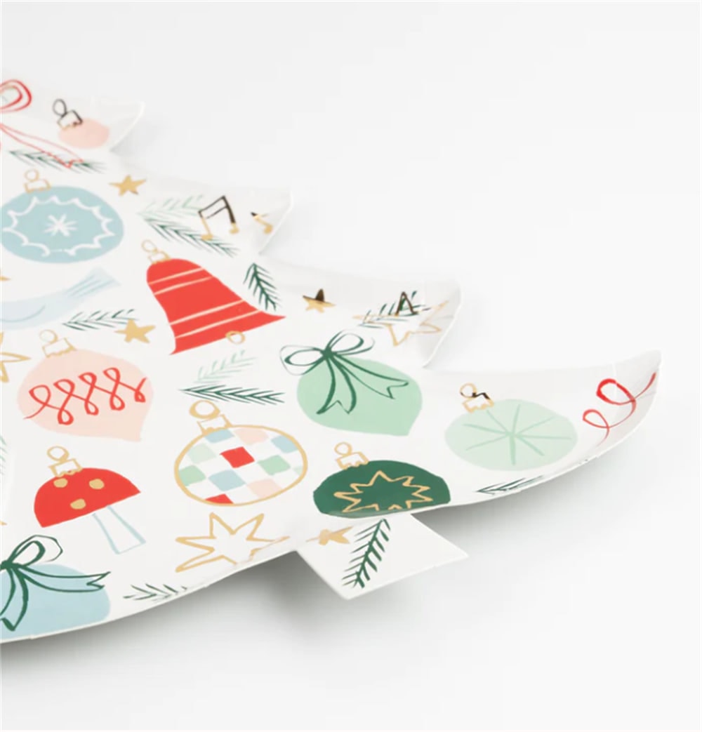 Festive Pattern Tree Plates - Yeni Yıl Ağacı Tabaklar (8'li)