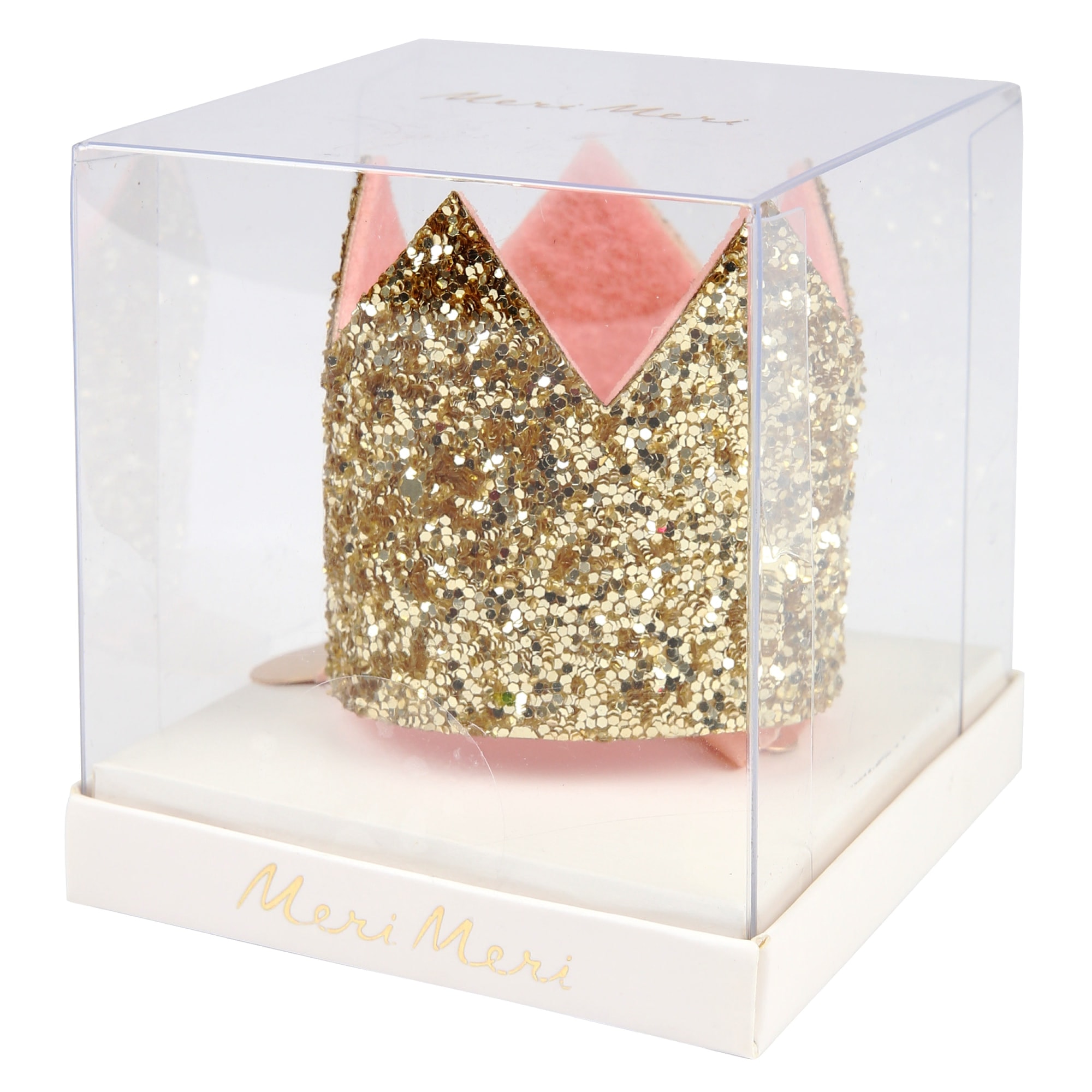 Mini Gold Glitter Crown Hair Clip - Mini Altın Simli Toka