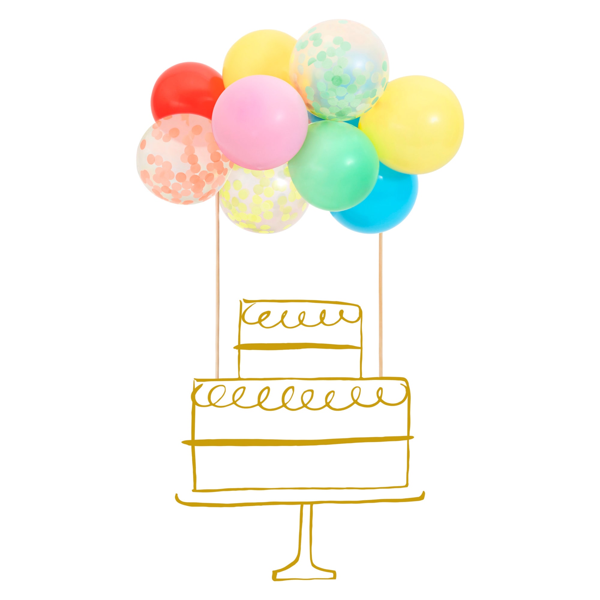 Rainbow Balloon Cake Topper Kit - Renkli Balonlar Pasta Süsü