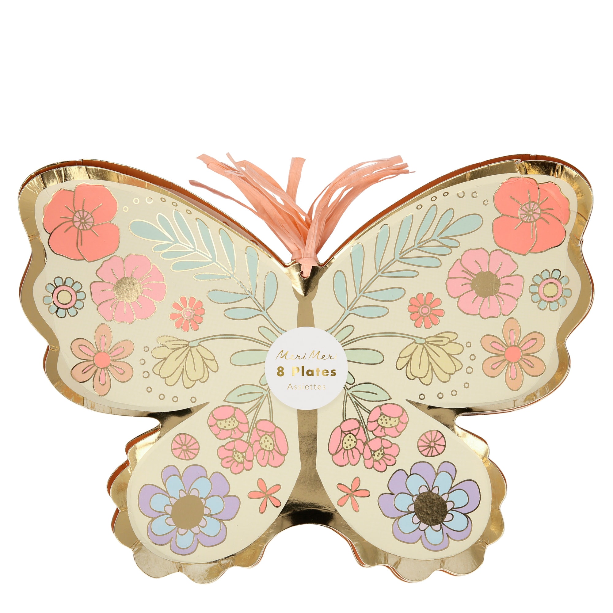 Floral Butterfly Plates - Çiçekli Kelebek Tabak - 8'li
