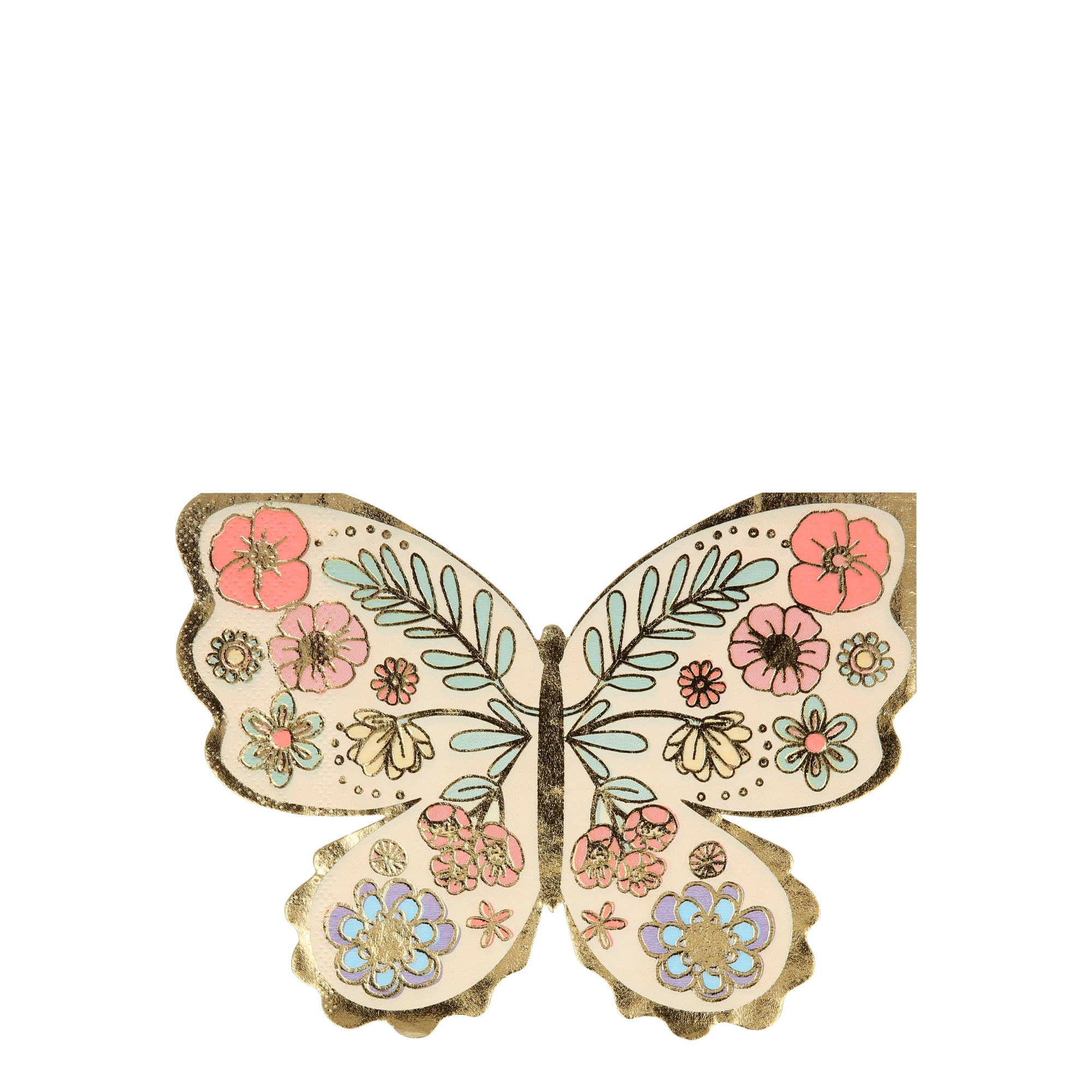 Floral Butterfly Napkins - Çiçekli Kelebek Peçete - 16'lı