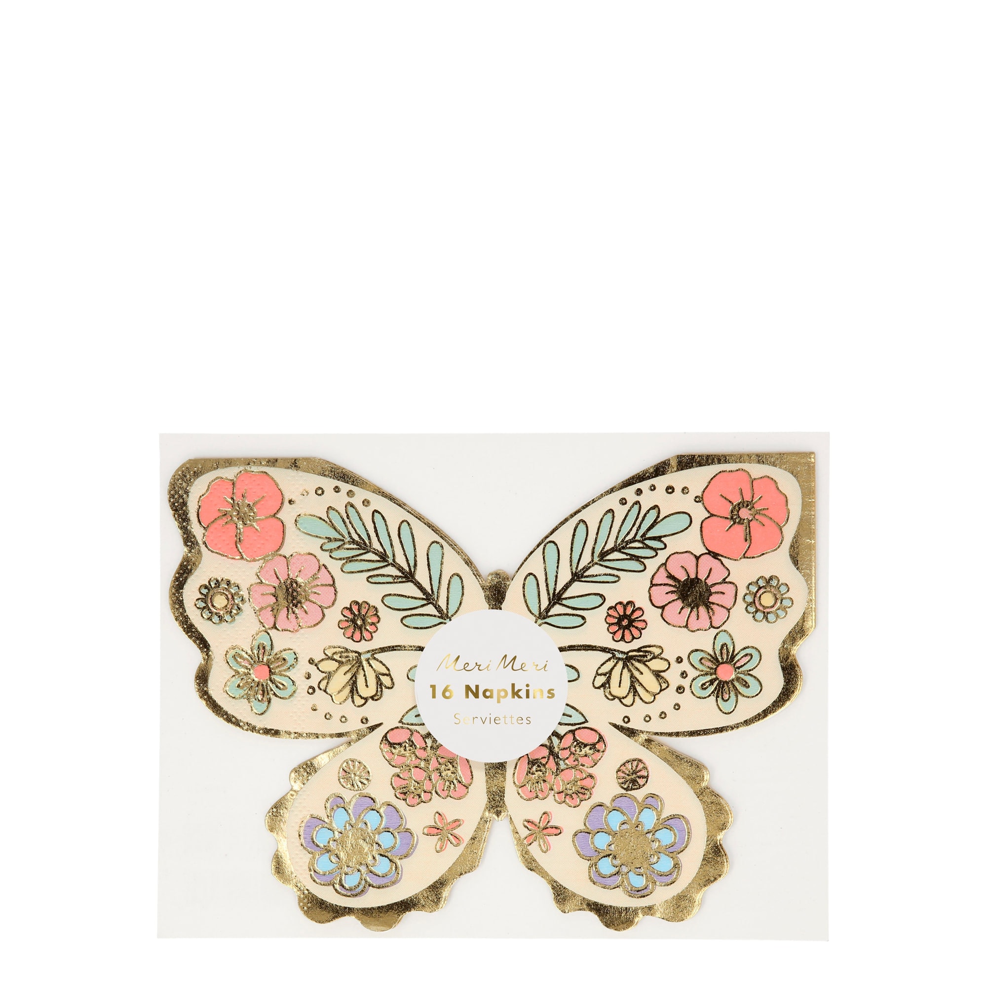 Floral Butterfly Napkins - Çiçekli Kelebek Peçete - 16'lı