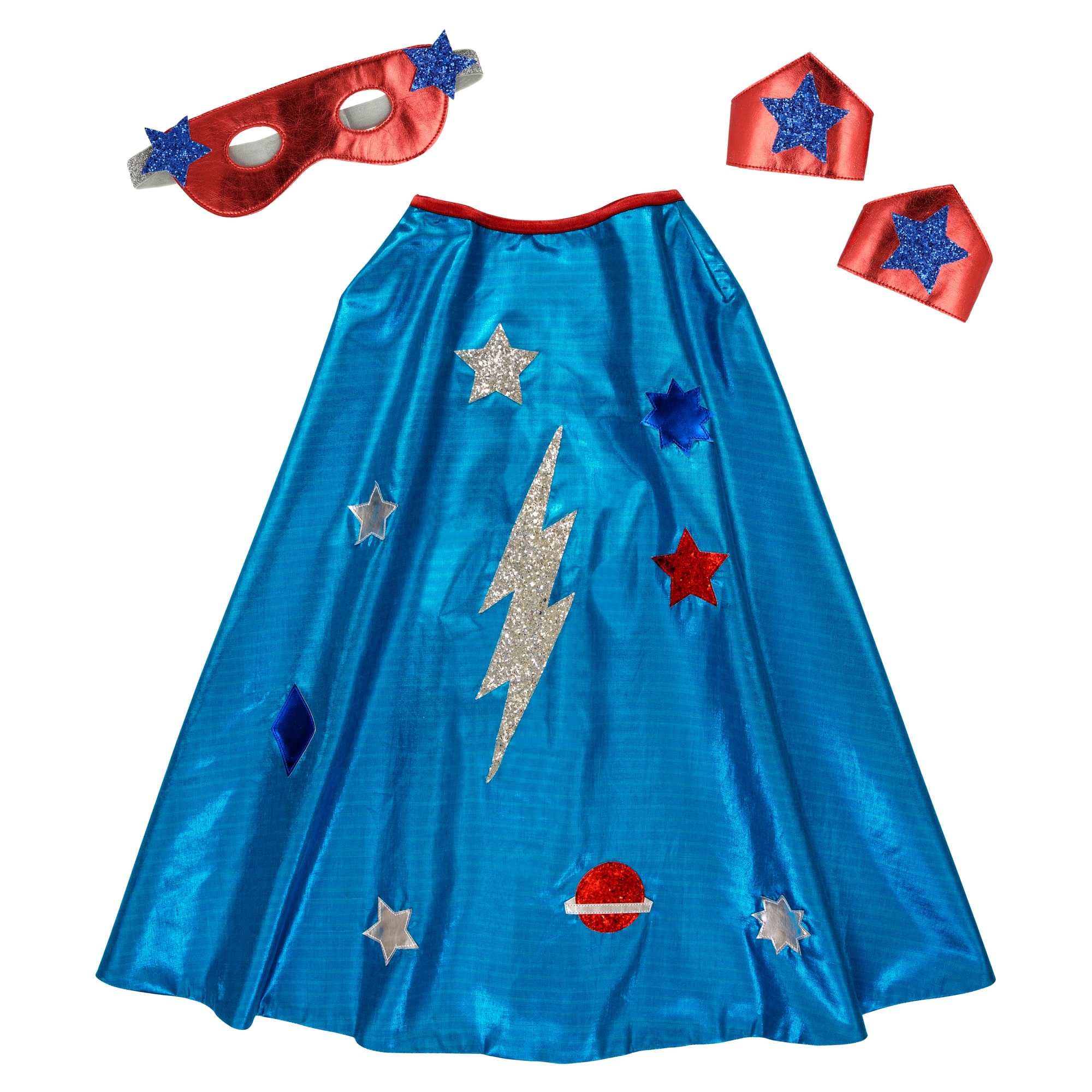 Blue Superhero Cape Dress Up - Mavi Pelerinli Süper Kahraman Kostümü