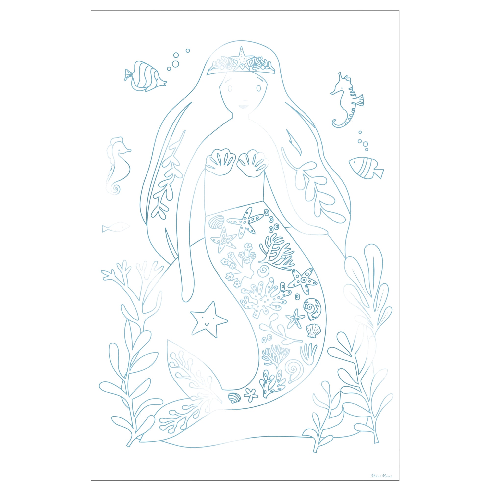 Mermaid Colouring Posters - Deniz Kızı Boyamalı Poster