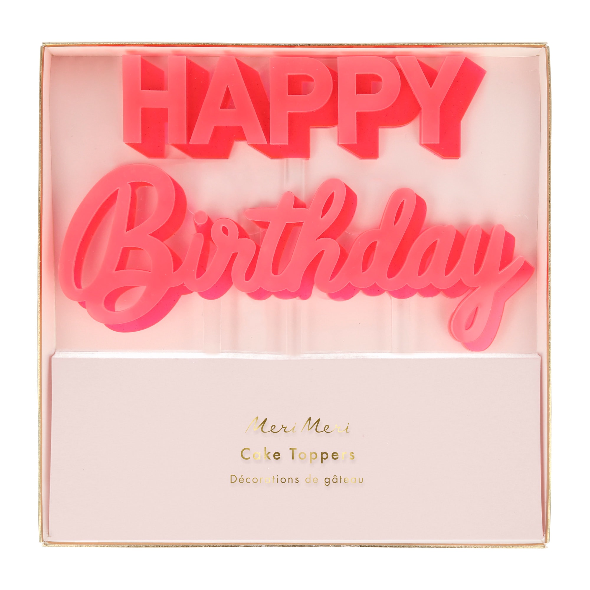 Happy Birthday Pink Acrylic Toppers - Happy Birthday Pembe Akrilik Pasta Süsü
