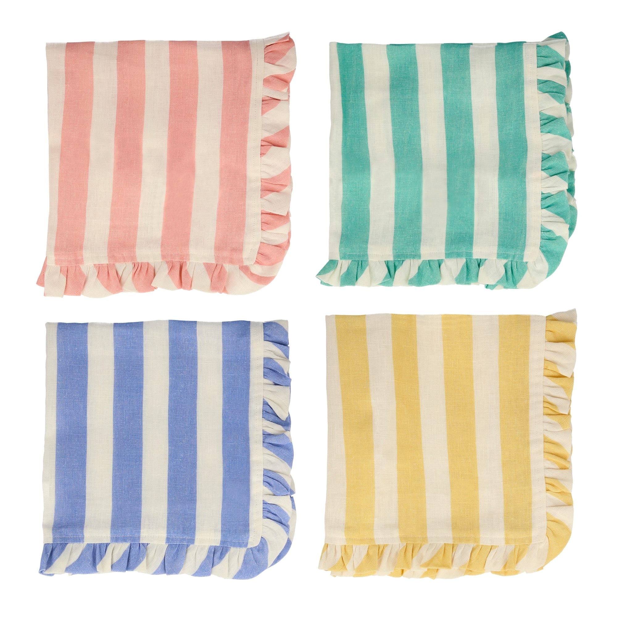 Stripe Ruffle Napkins - Şerit Fırfırlı Kumaş Peçeteler - 4'lü
