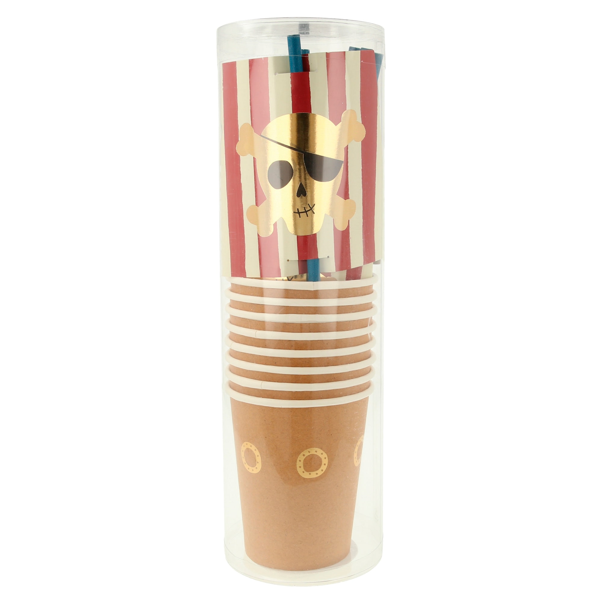 Pirate Cup Set - Korsan Bardak ve Pipet Seti - 8'li