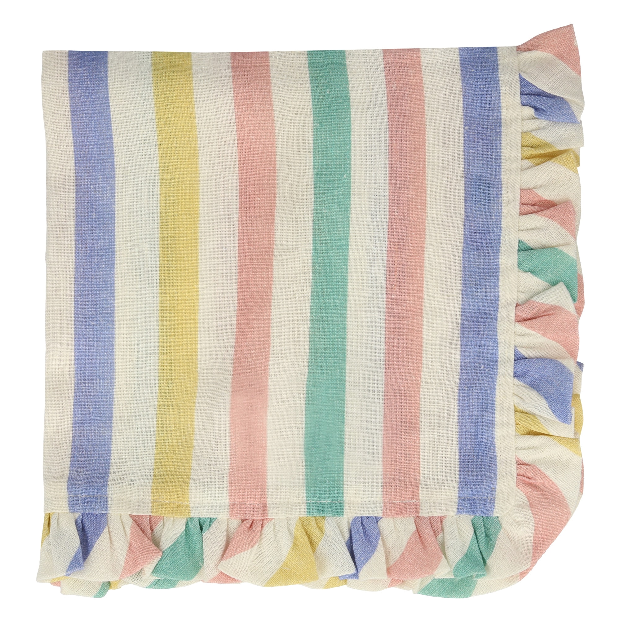 Multi Stripe Ruffle Napkins - Çok Çizgili Fırfırlı Kumaş Peçeteler - 4'lü