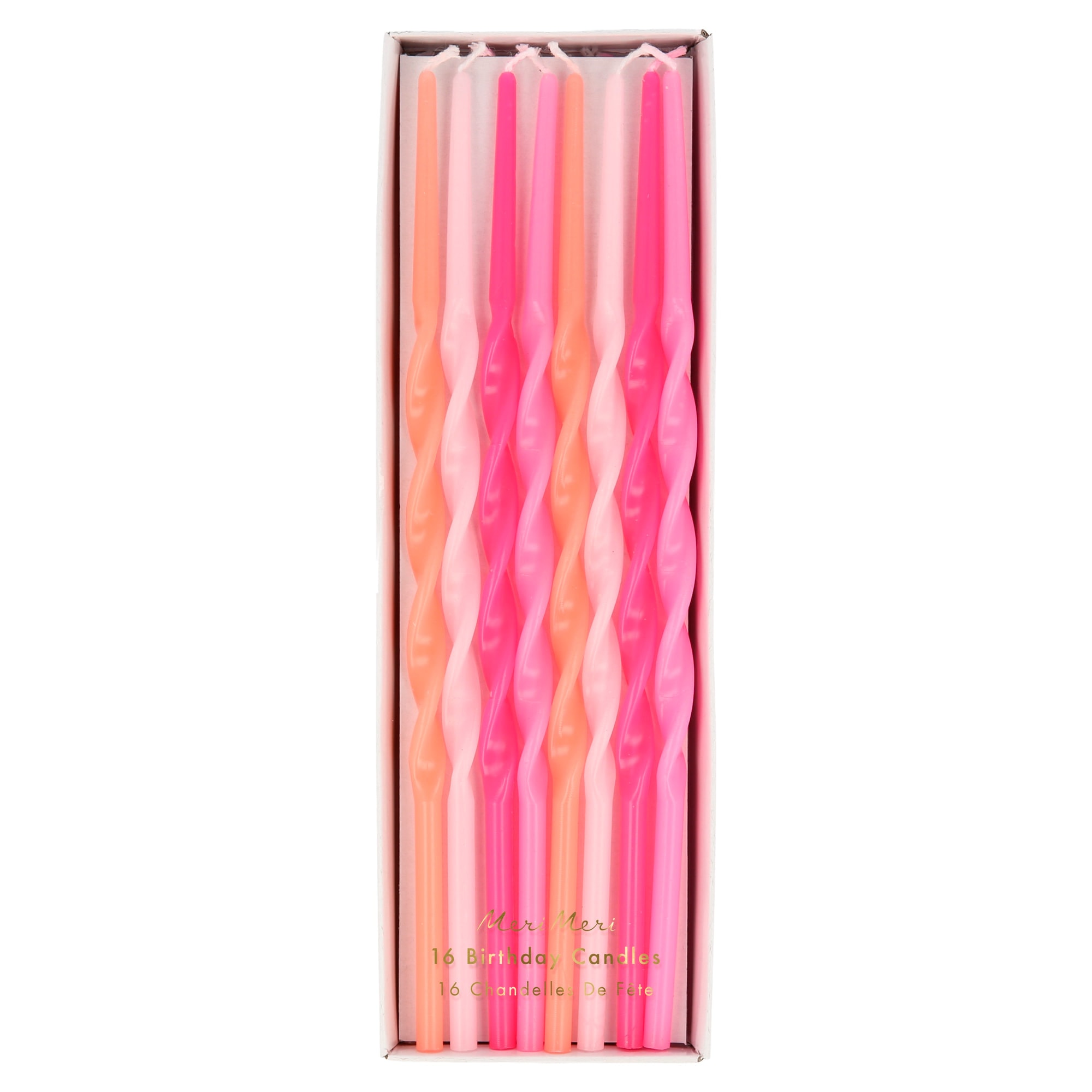 Pink Twisted Long Candles - Pembe Kıvrımlı Uzun Mumlar - 16lı