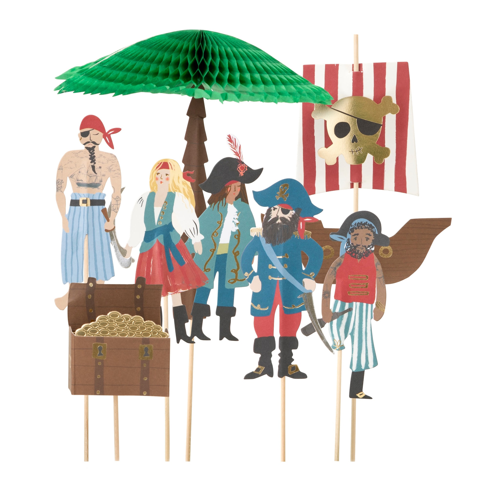 Pirates & Palm Tree Cake Toppers - Korsanlar & Palmiye Ağacı Pasta Süsü