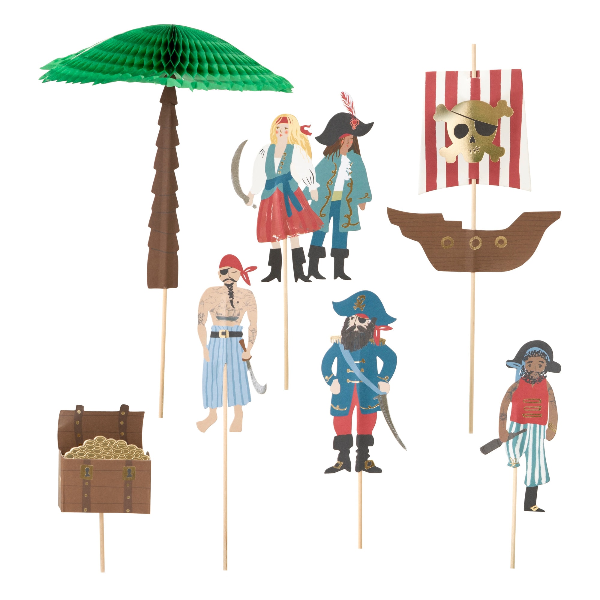 Pirates & Palm Tree Cake Toppers - Korsanlar & Palmiye Ağacı Pasta Süsü