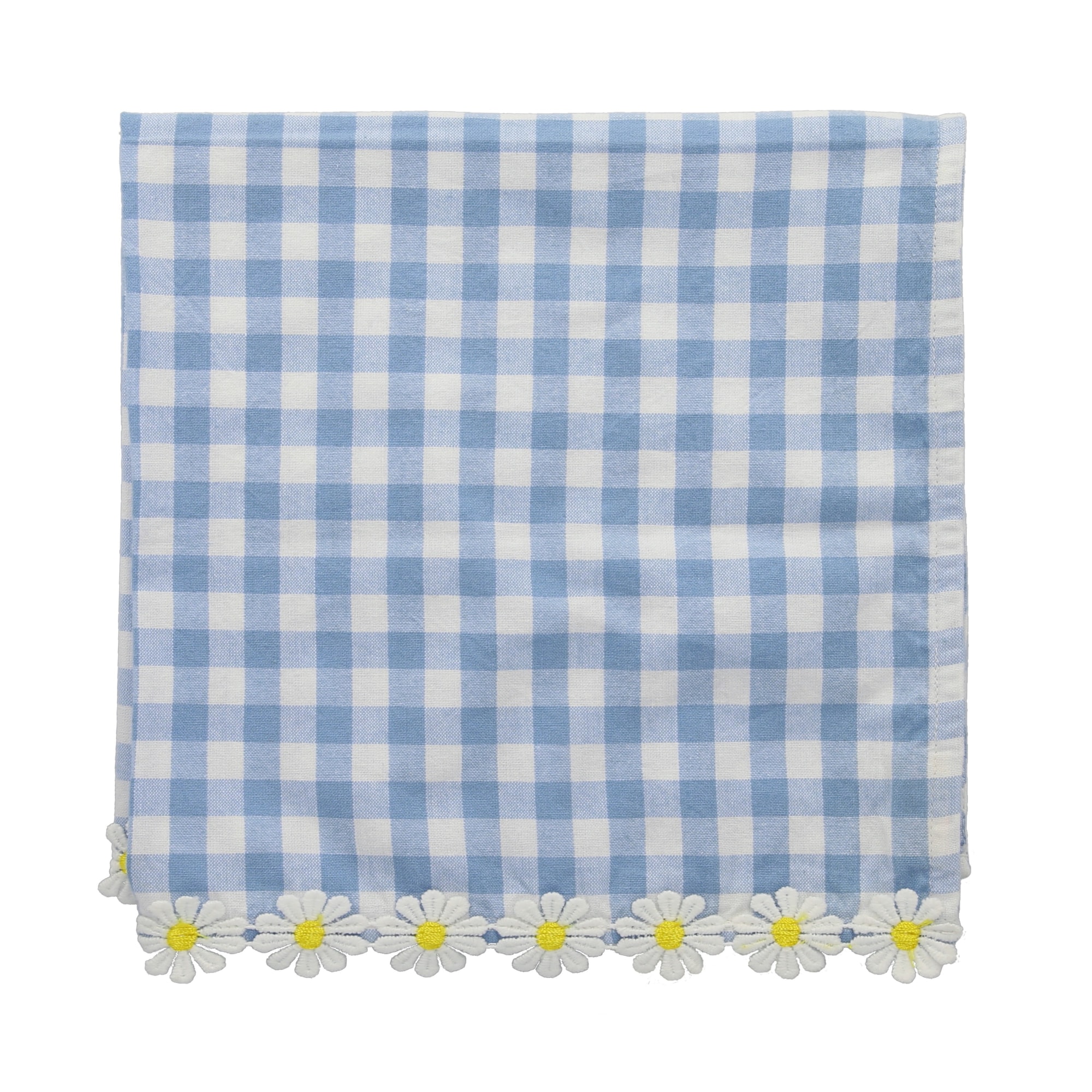 Daisy Edge Gingham Napkins - Papatya Detaylı Pötikare Kumaş Peçeteler - 4'lü