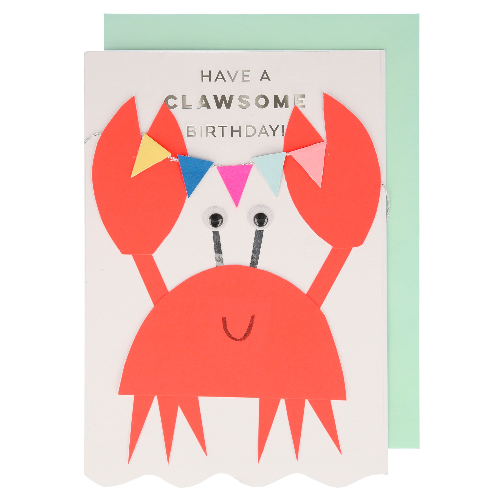 Crab With Bunting Card - Yengeç Tebrik Kartı