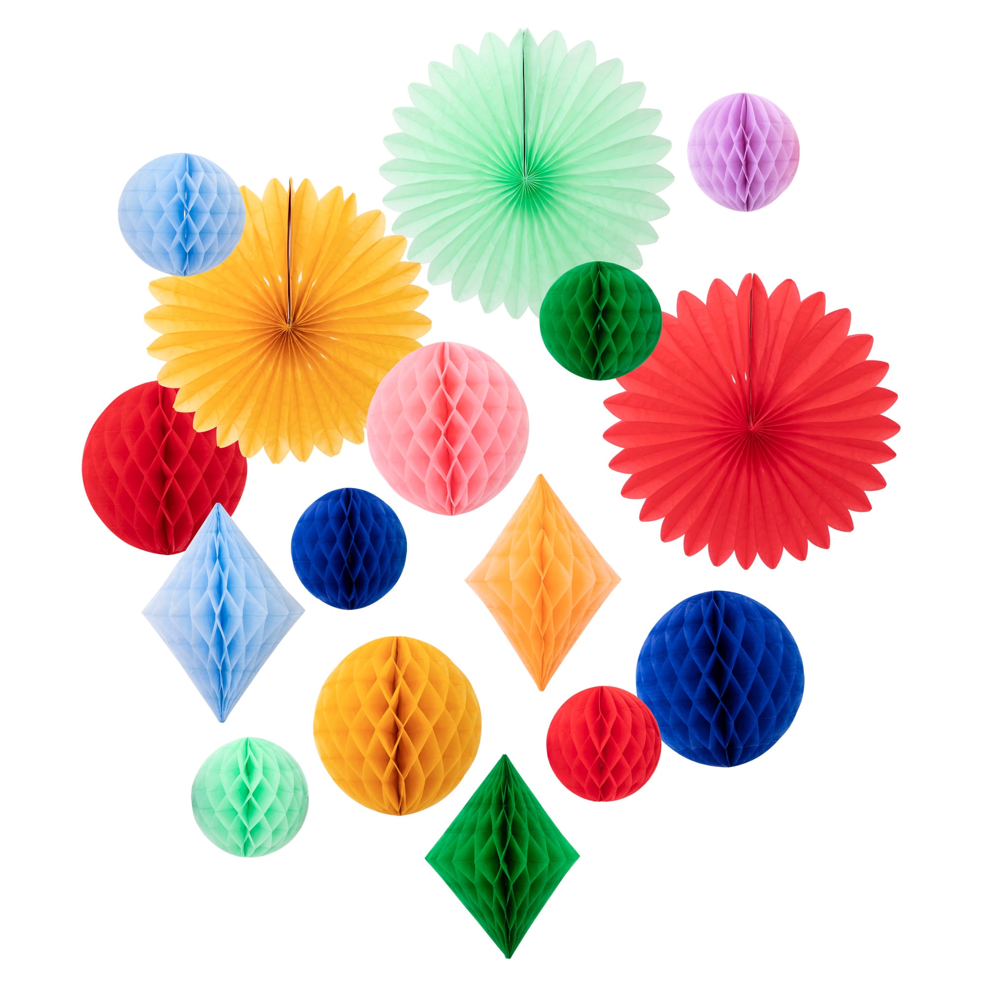 Rainbow Honeycomb Decoration Kit - Gökkuşağı Petekli Dekor Kiti - 16 parça