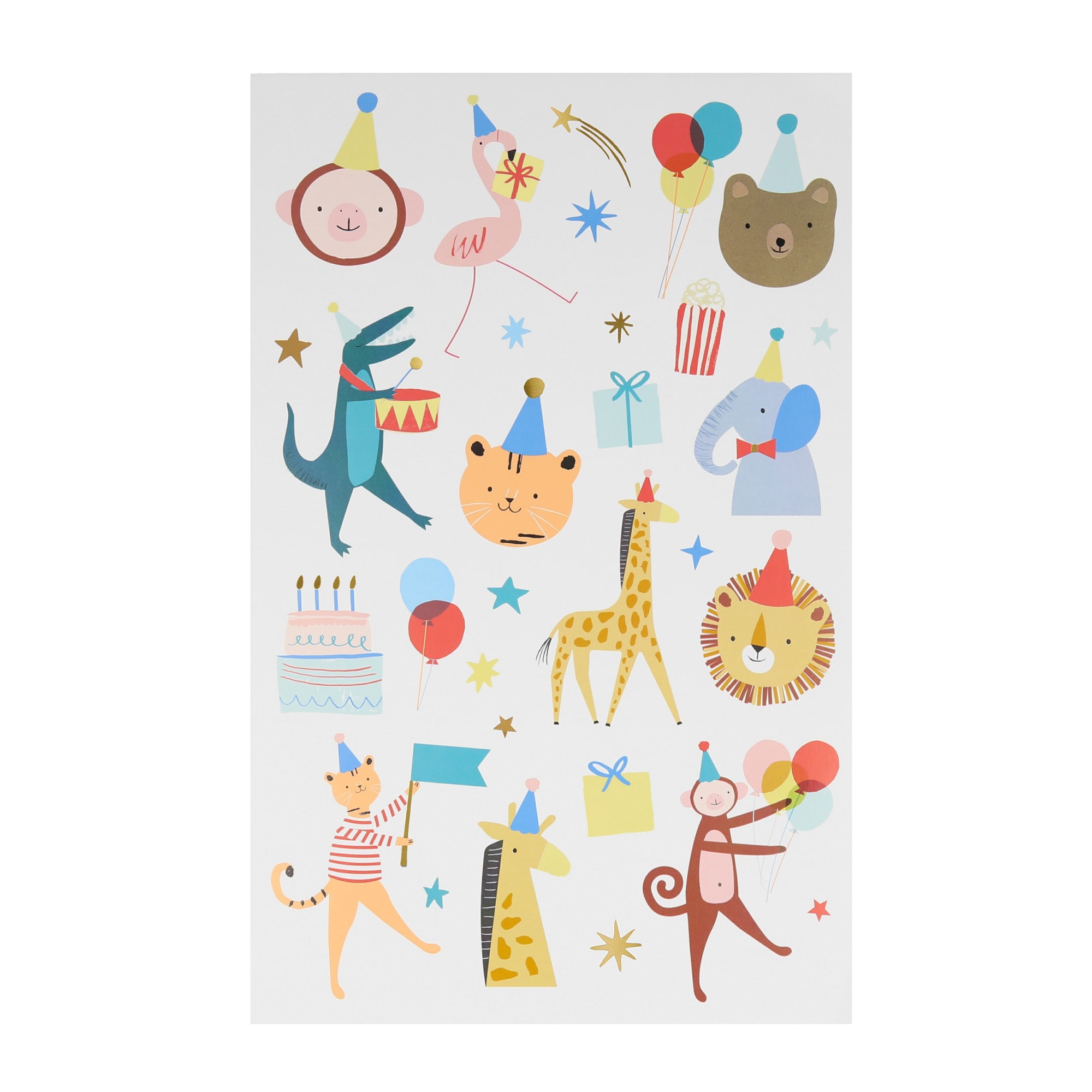 Animal Parade Tattoo Sheet - Hayvan Geçit Töreni Geçici Dövmeler - 2'li