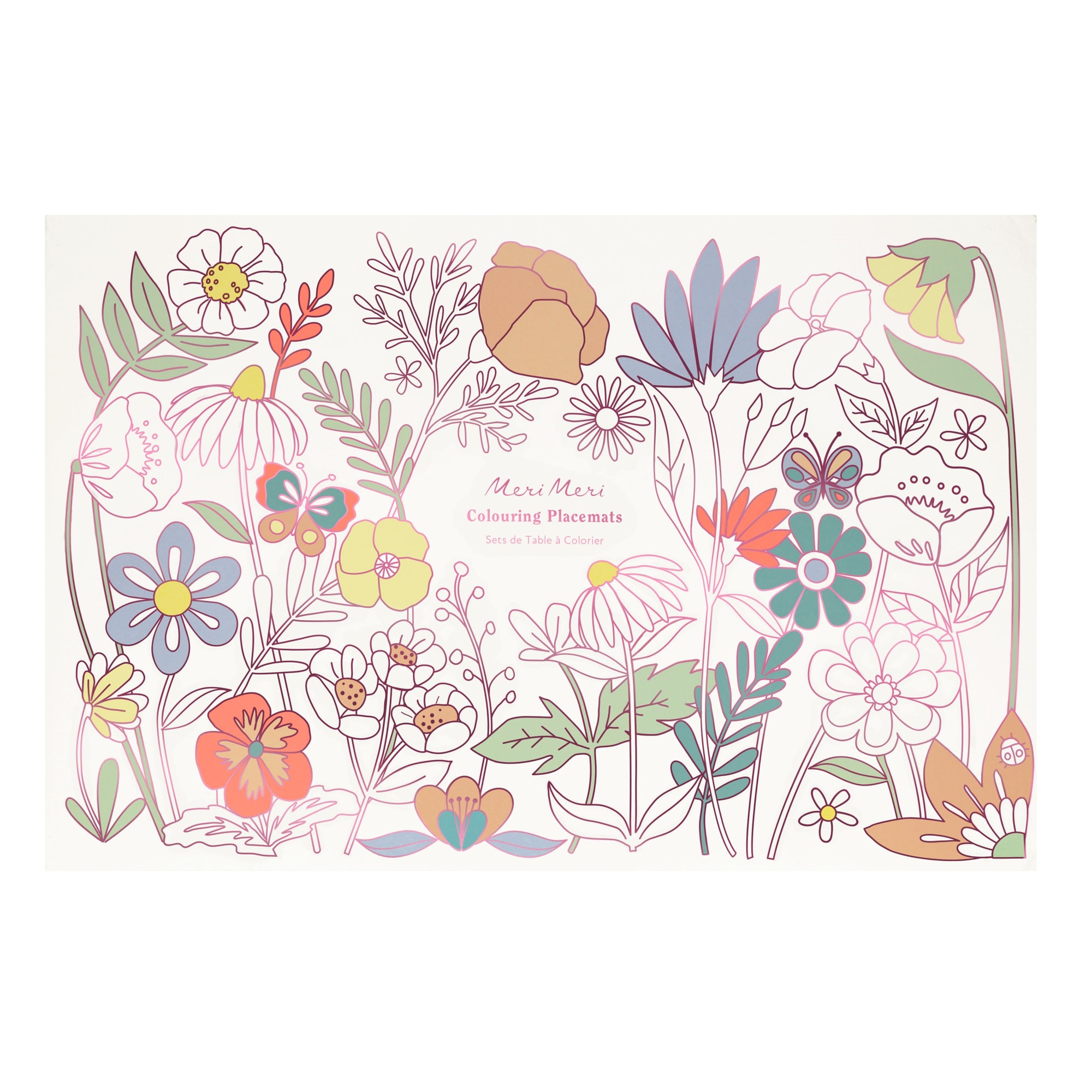 Butterflies & Flowers Colouring Placemats - Kelebekler & Çiçekler Boyama Amerikan Servisleri (x8)