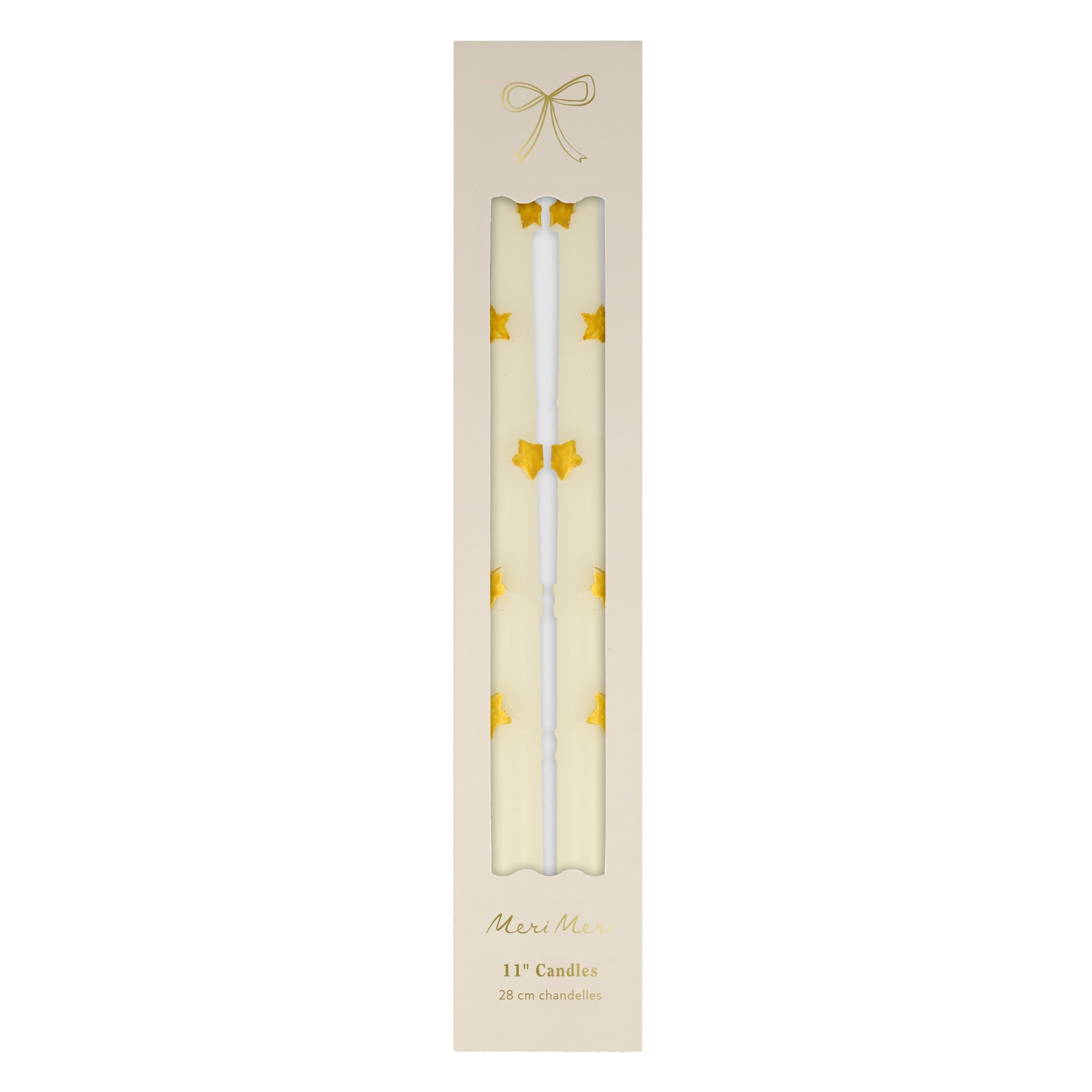 Gold Star Taper Candle - Altın Yıldız Detaylı Mumlar (2'li)