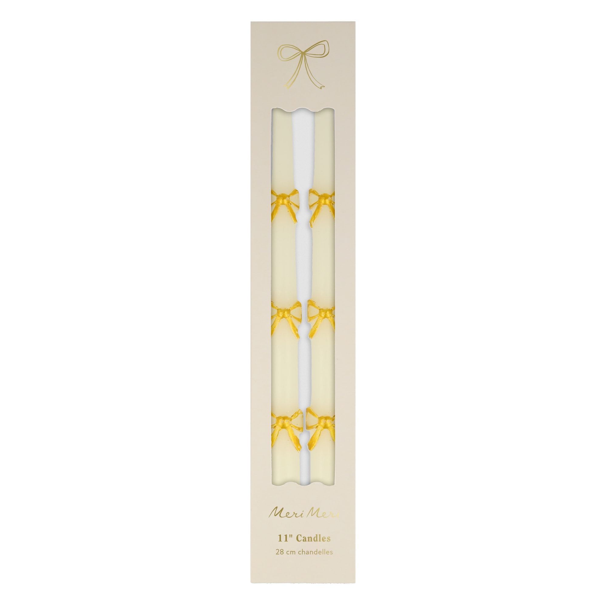 Gold Bow Taper Candles - Altın Kurdele Detaylı Mumlar (2'li)