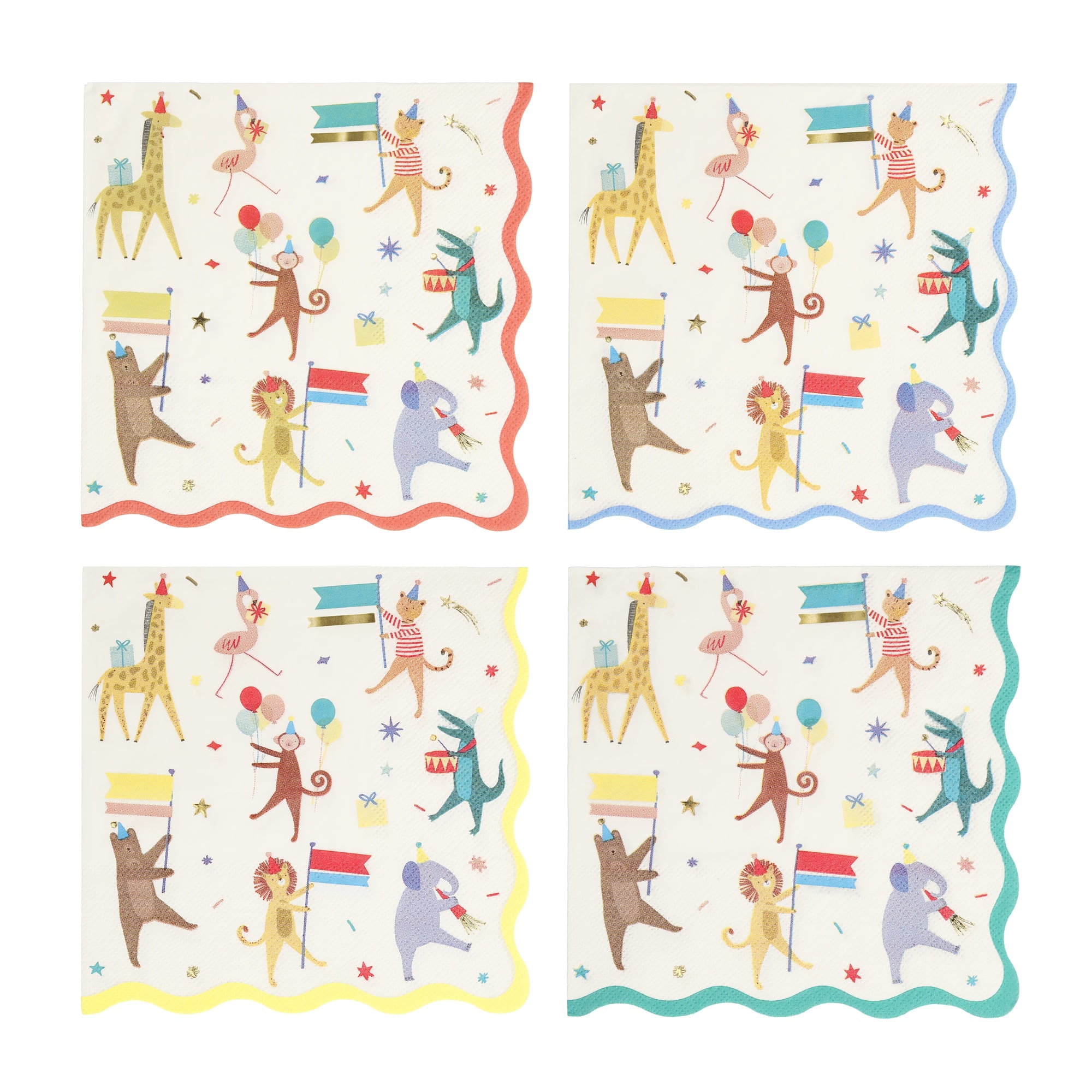 Animal Parade Large Napkins - Hayvanlar Geçit Töreni Peçeteler (16'lı)