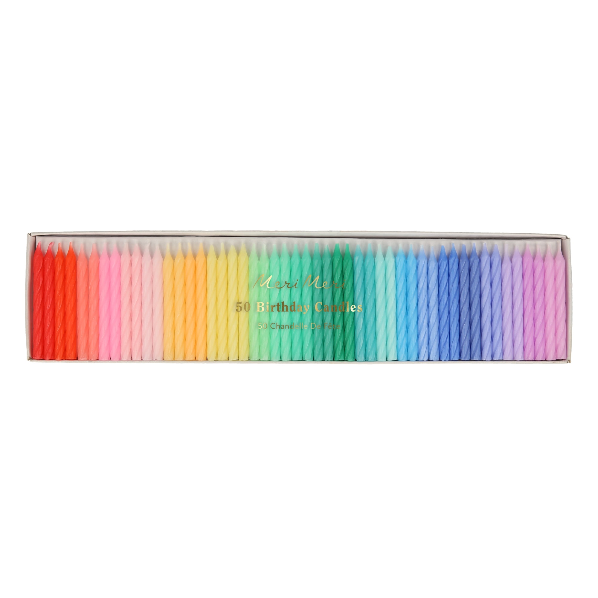 Rainbow Twisted Mini Candles - Gökkuşağı Renk Kıvrımlı Mini Mumlar - 50'li