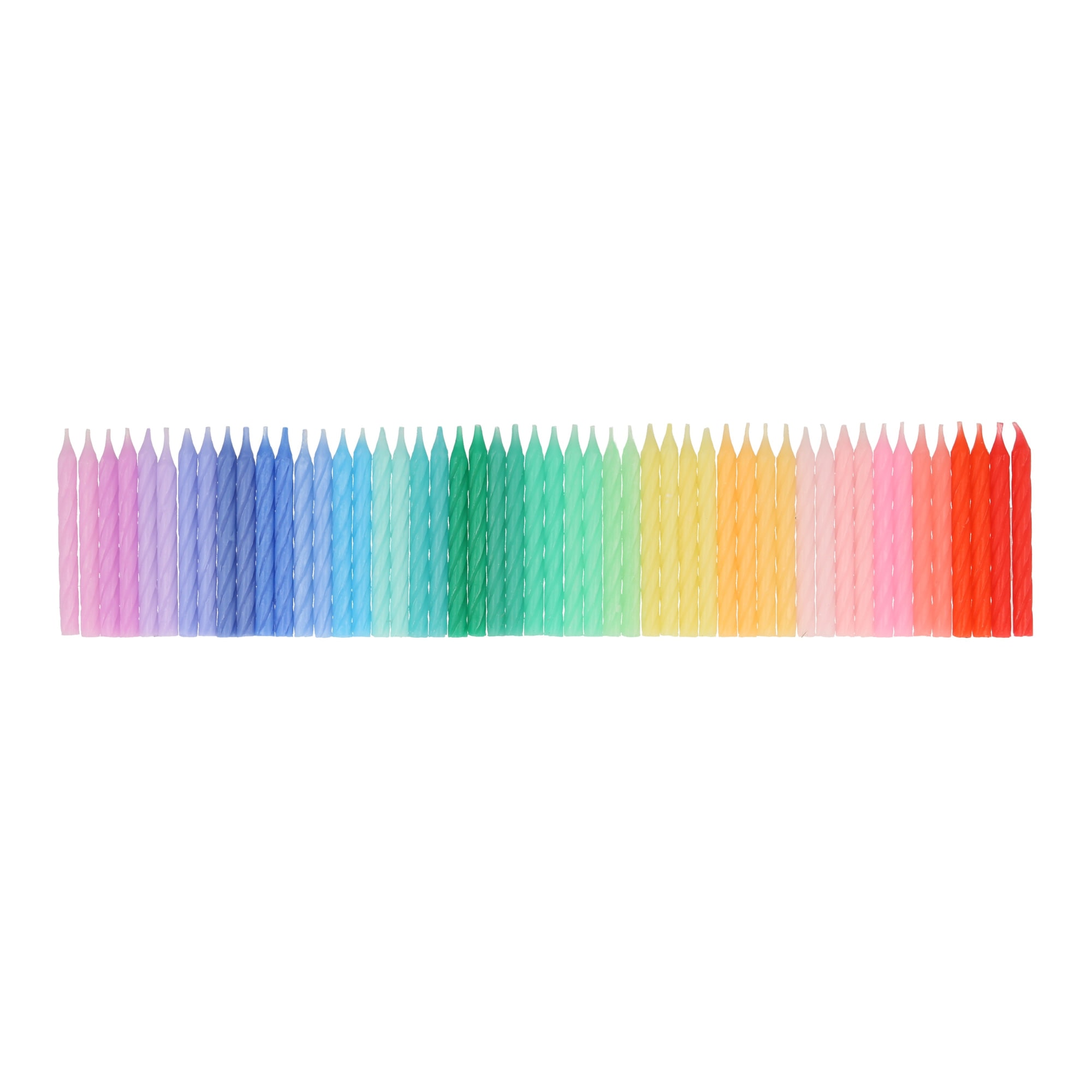 Rainbow Twisted Mini Candles - Gökkuşağı Renk Kıvrımlı Mini Mumlar - 50'li