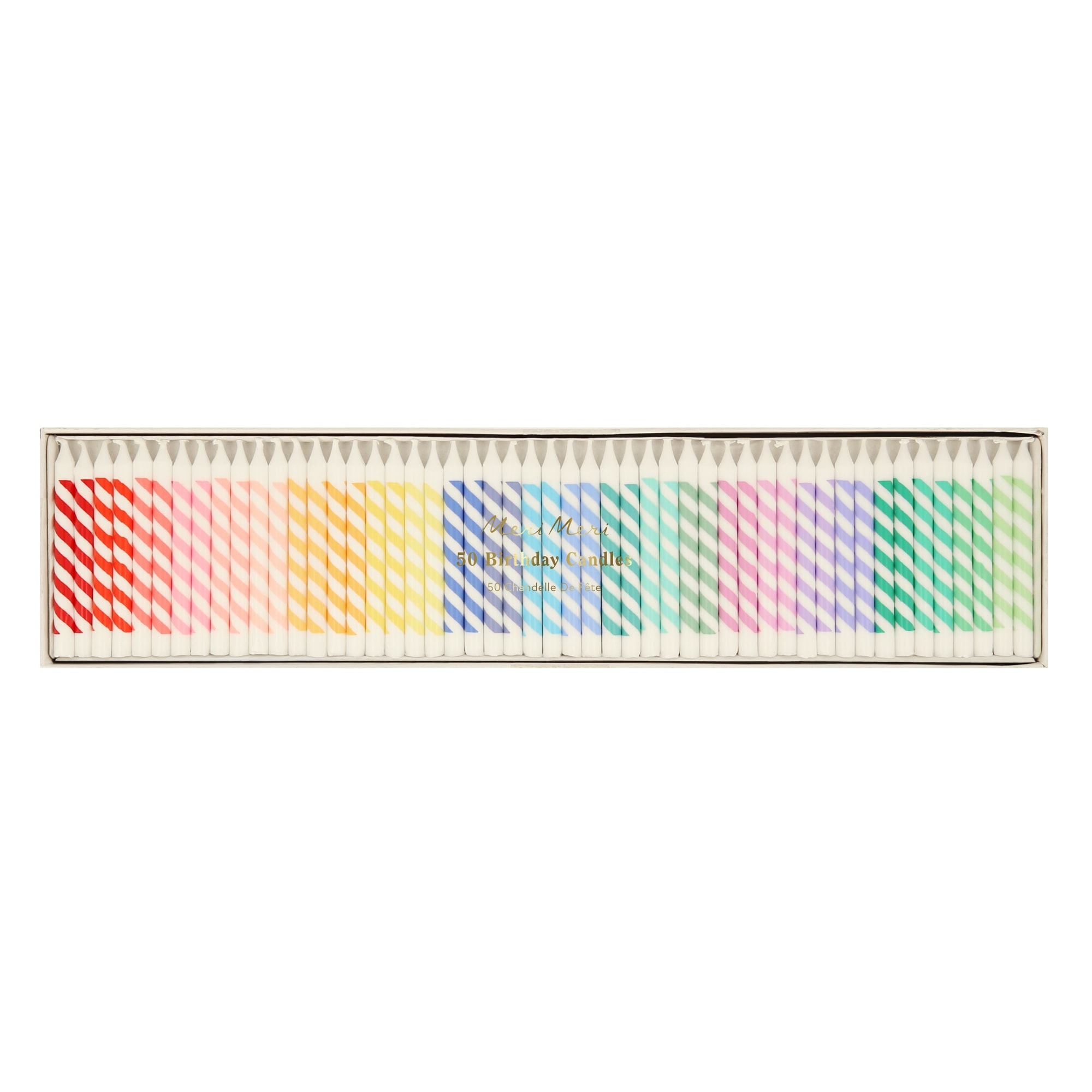 Rainbow Striped Mini Candles - Gökkuşağı Renklerinde Mini Mumlar (x50)