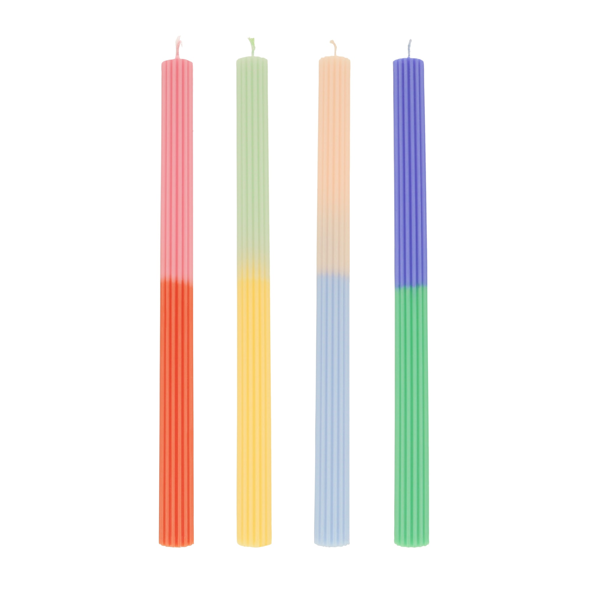 Multi Block Colour Table Candles - Renkli Uzun Masa Mumları (x4)