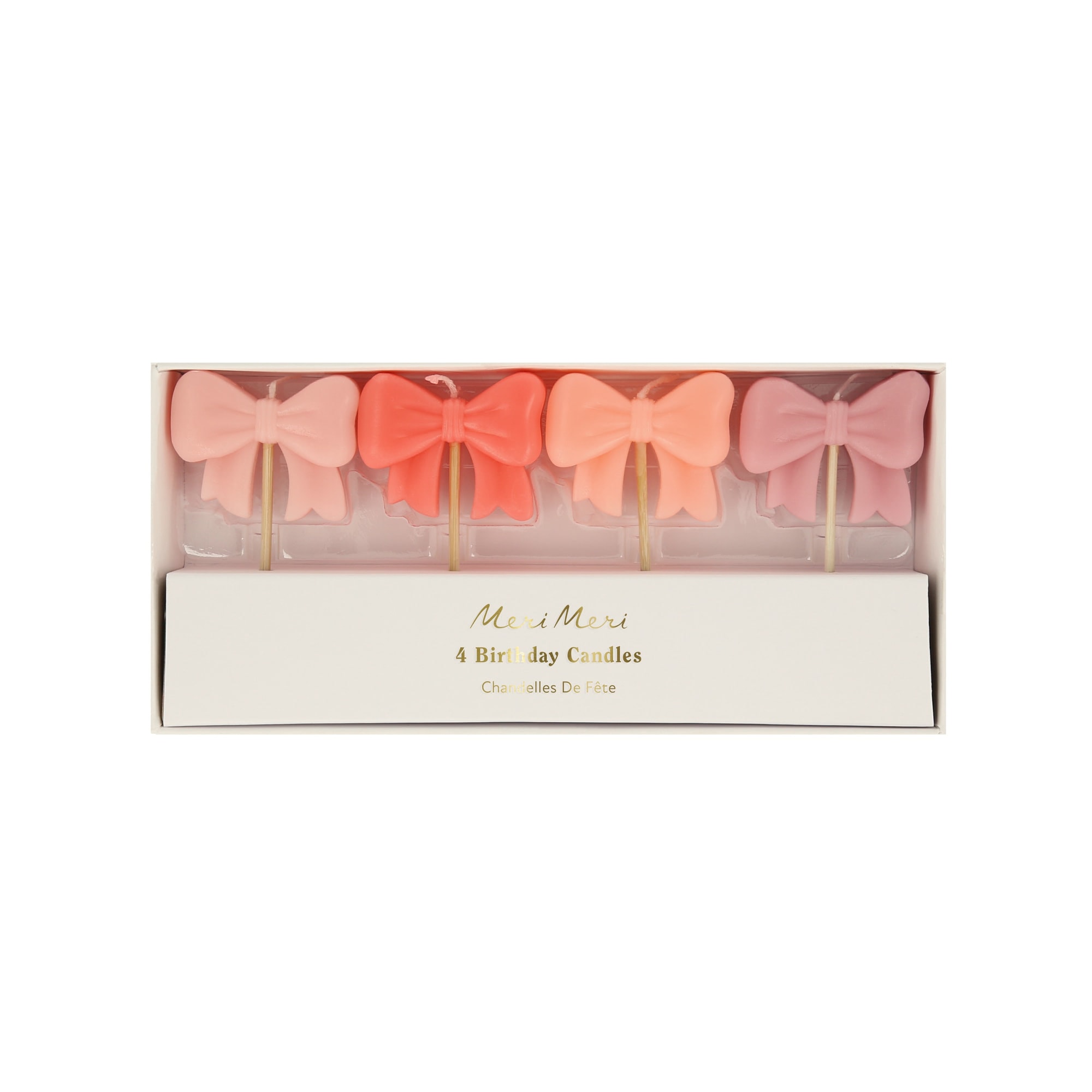 Pink Bow Candles - Pembe Kurdele Mumlar (x4)