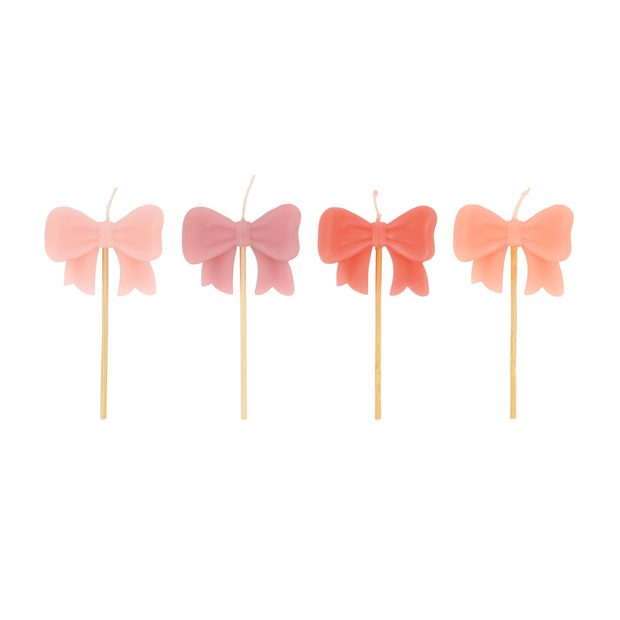 Pink Bow Candles - Pembe Kurdele Mumlar (x4)