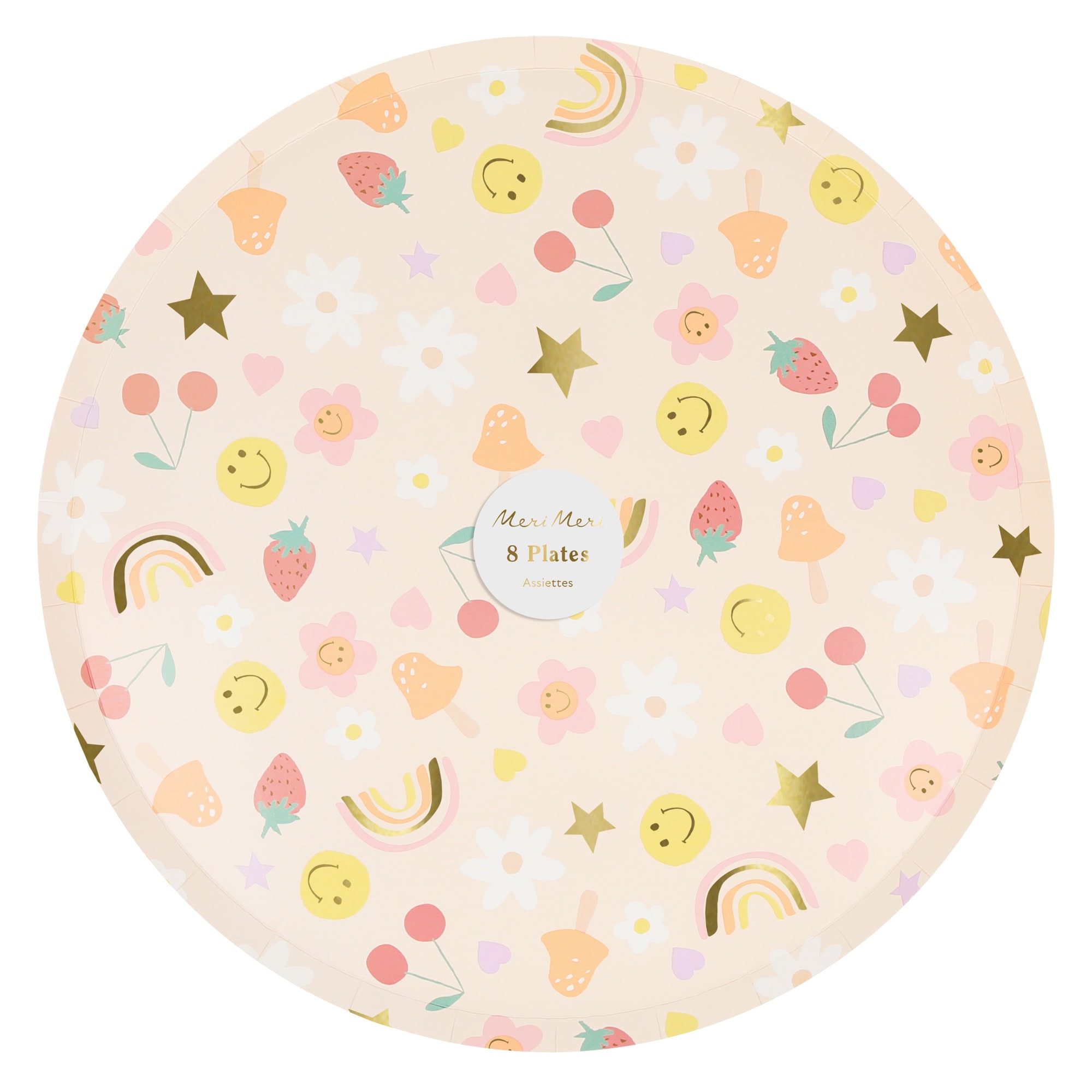 Happy Face Icons Dinner Plates - Mutlu Yüzler Tabaklar (x8)