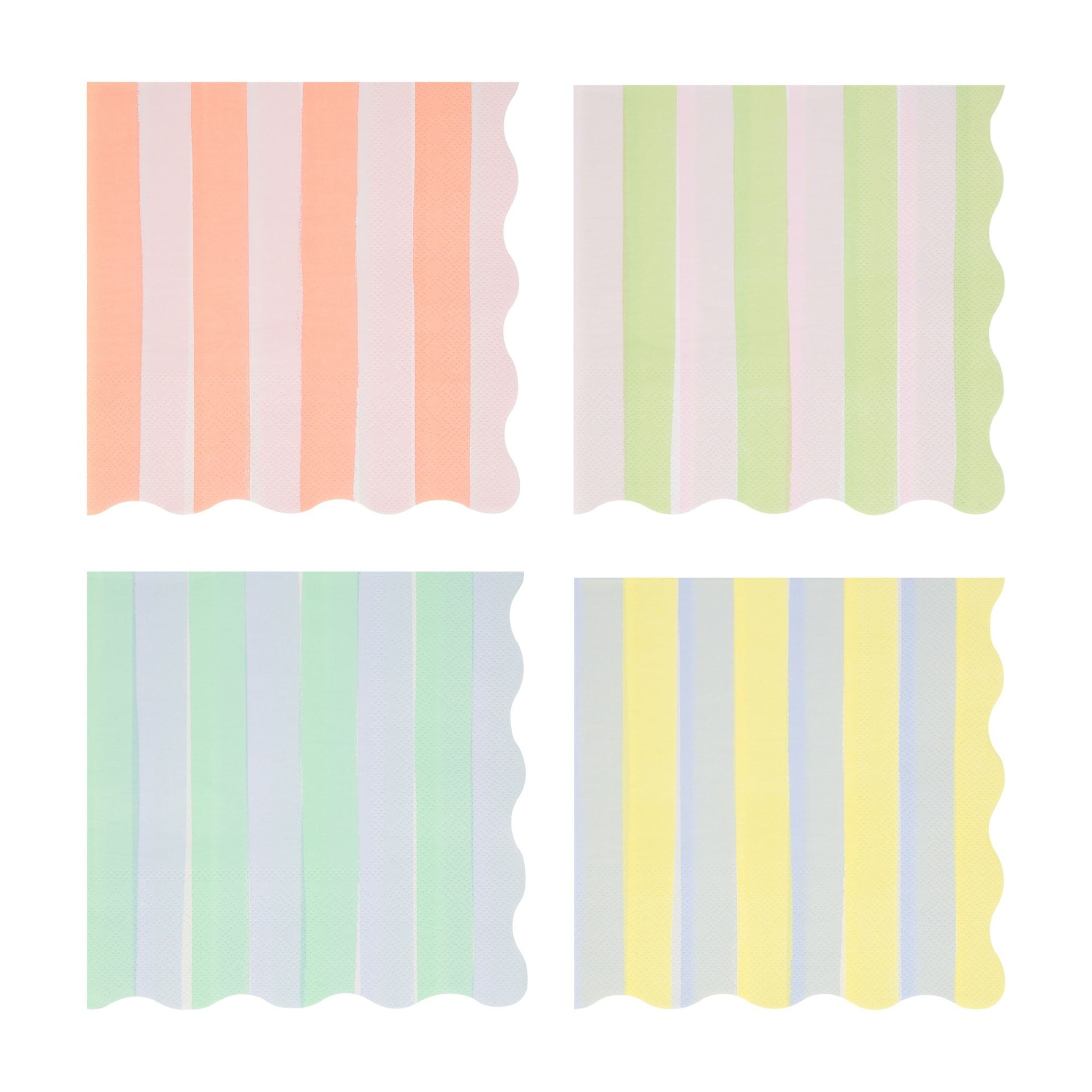 Pastel Çizgili Peçeteler - L - 16 Adet