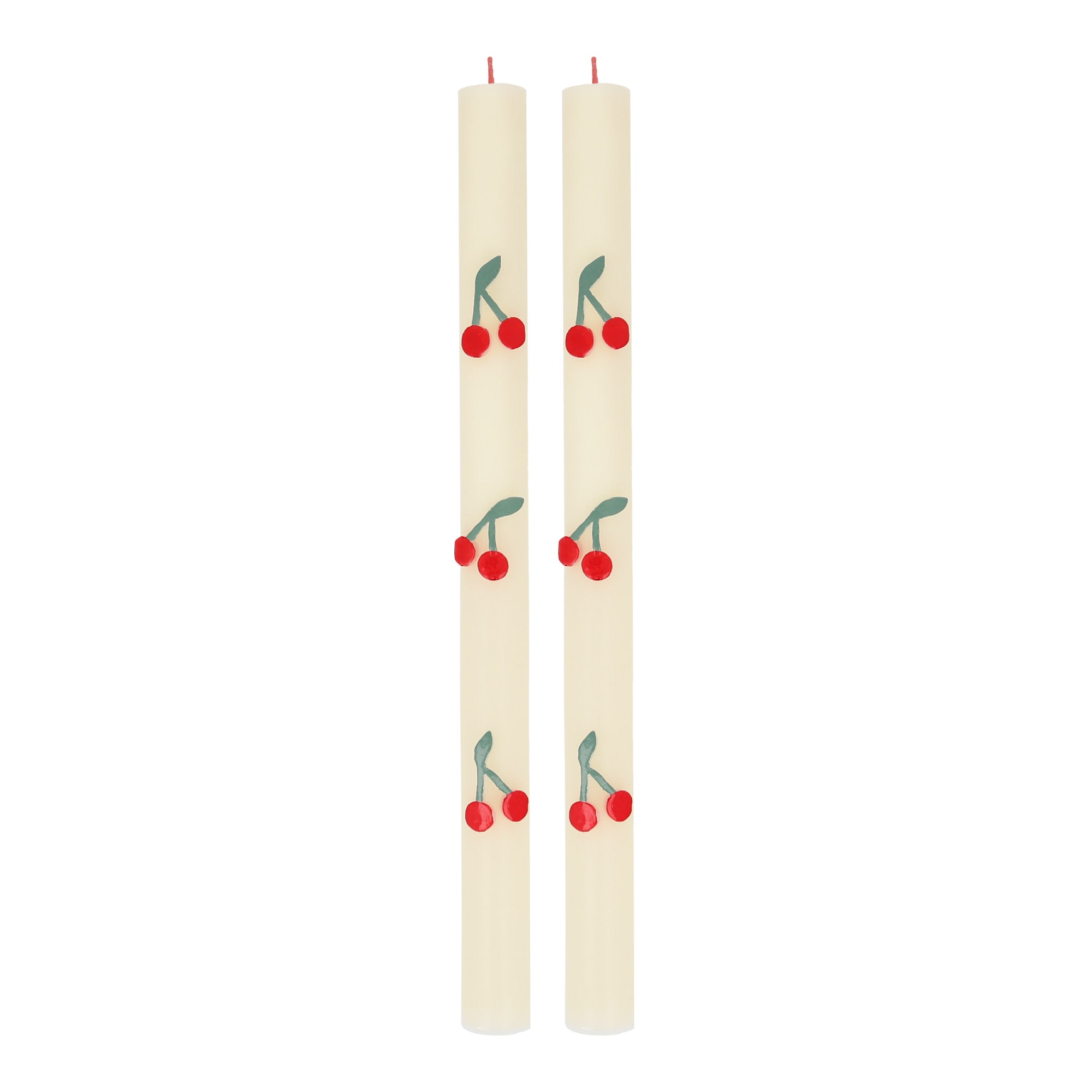 Cherry Table Candles - Kiraz Desenli Şamdan Mumu - 2 Adet