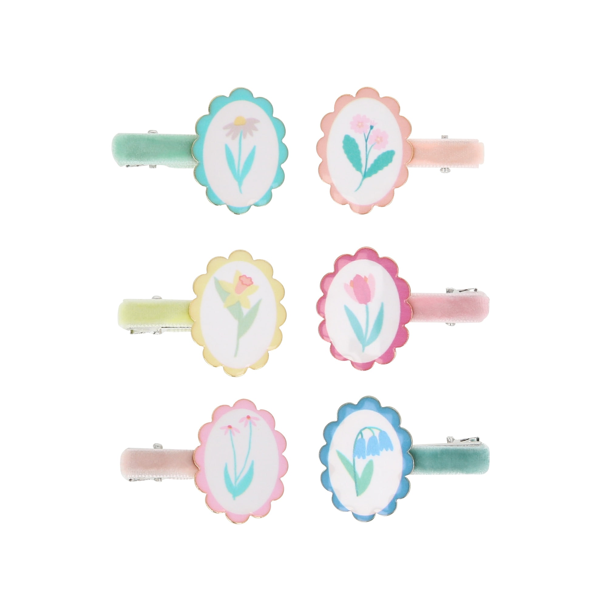 Flower Cameo Saç Tokaları - 6 Adet