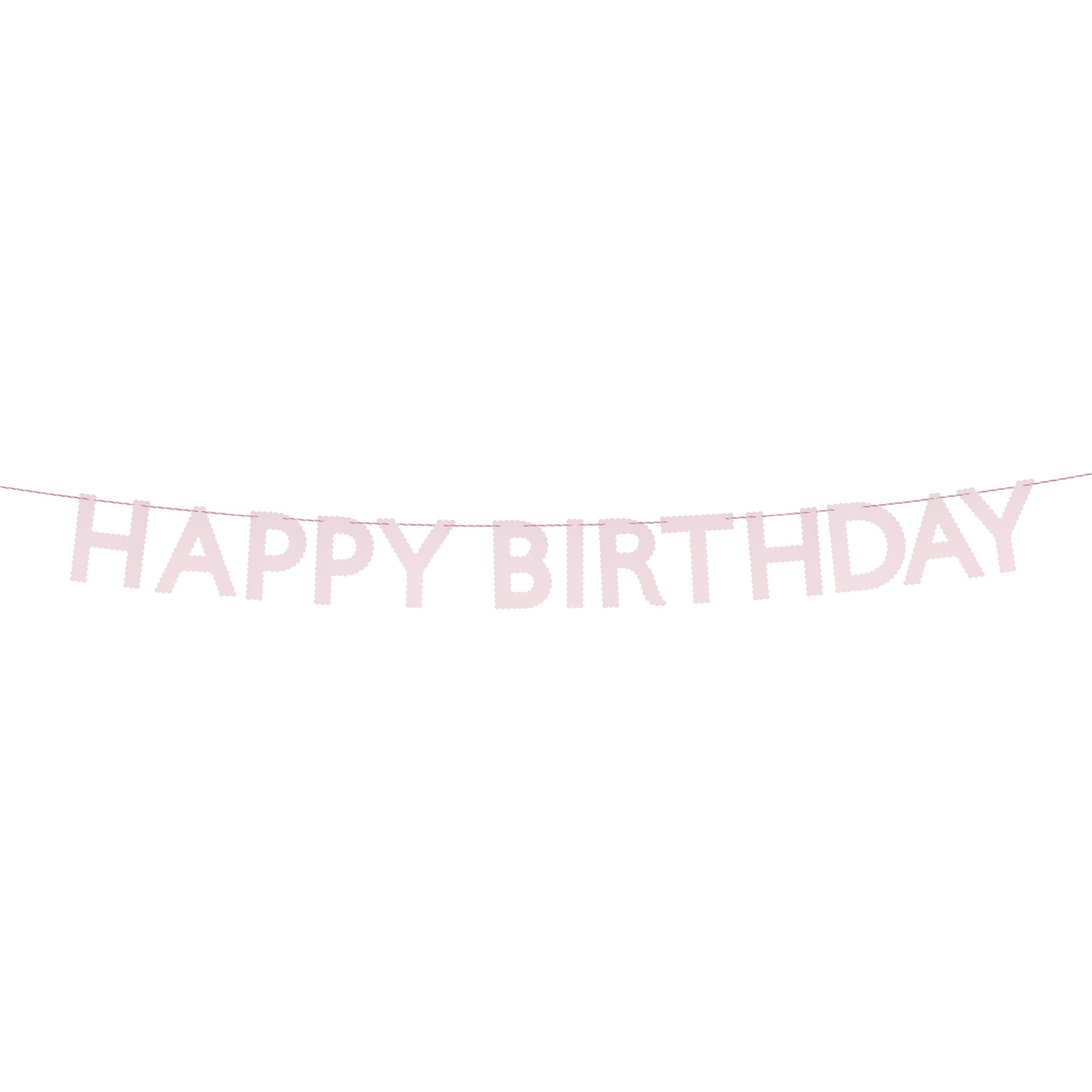 Pembe Happy Birthday Asılan Süs