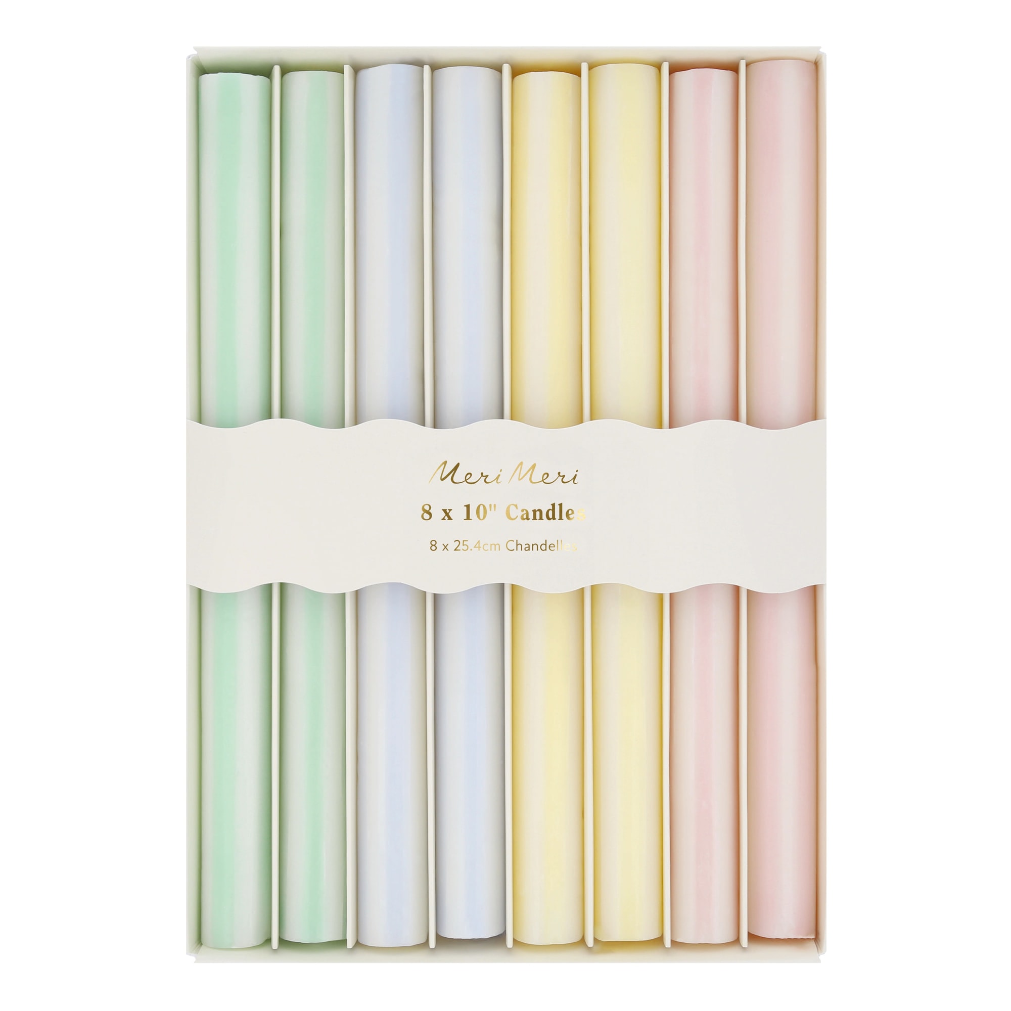 Pastel Çizgili Sofra Mumları - 8 Adet