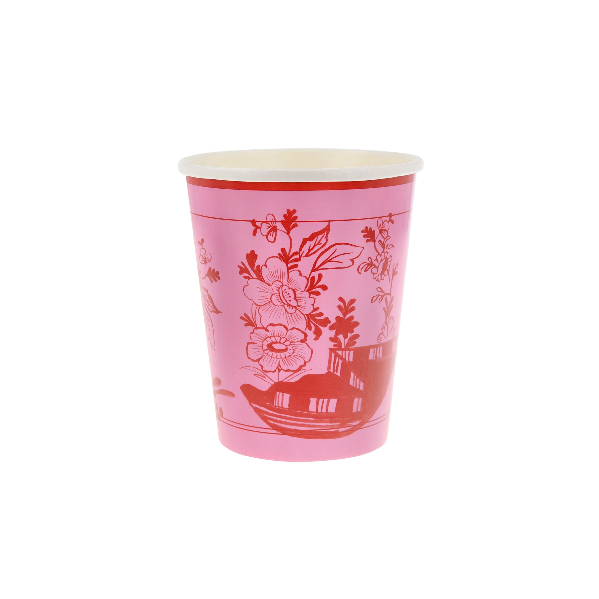 Pembe Vintage Botanik Bardaklar - 8 Adet