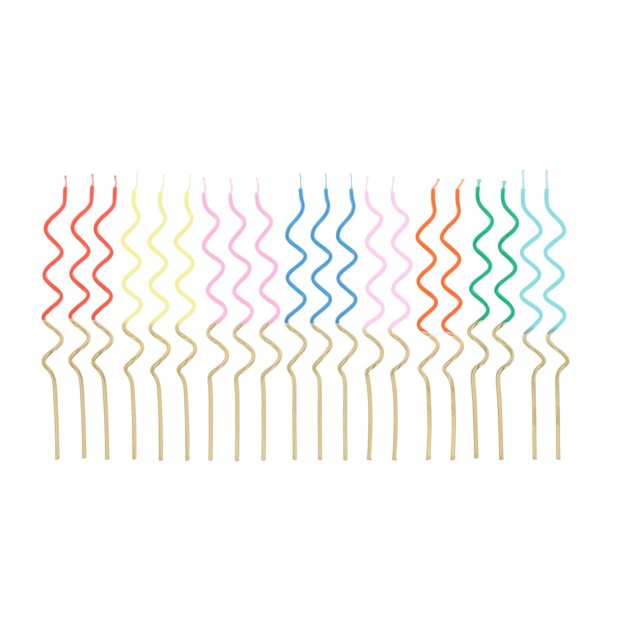 Gold Dipped Swirly Candles - Altın Detaylı Renkli Kıvrımlı Mumlar - 20 Adet