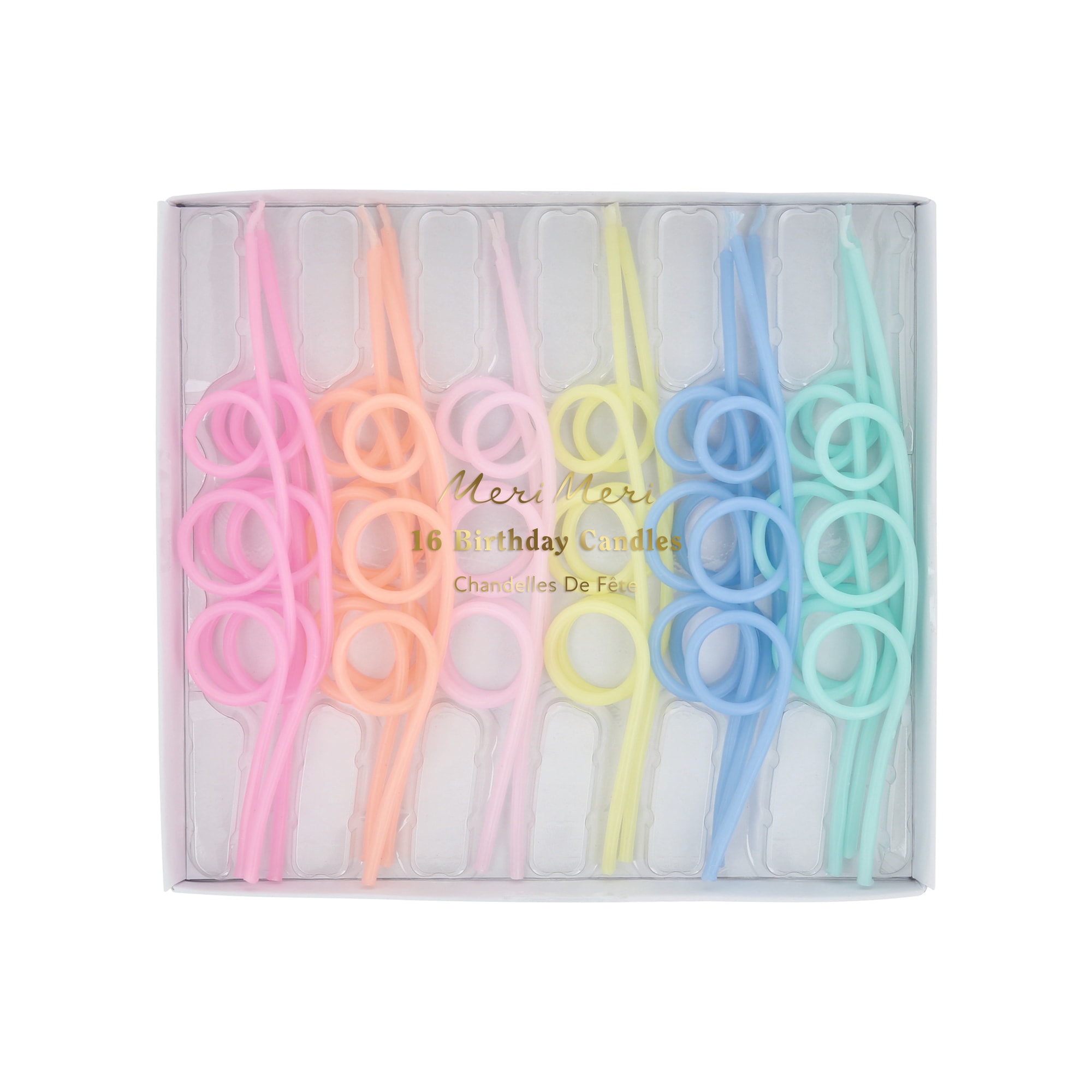 Pastel Loopy Candles - Pastel Renk Kıvrımlı Mumlar - 16 Adet