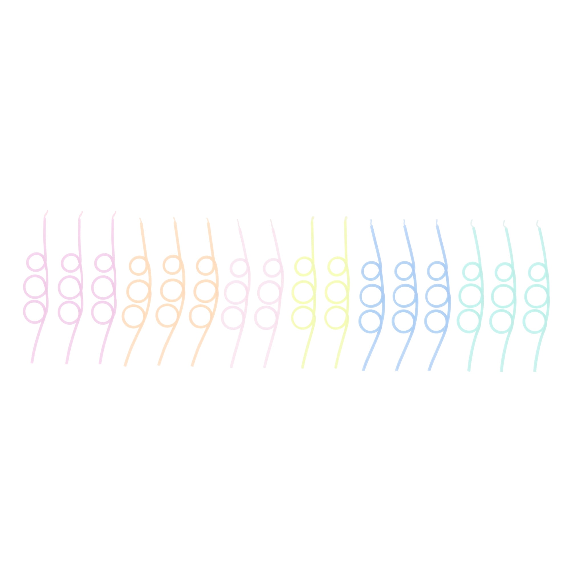 Pastel Loopy Candles - Pastel Renk Kıvrımlı Mumlar - 16 Adet