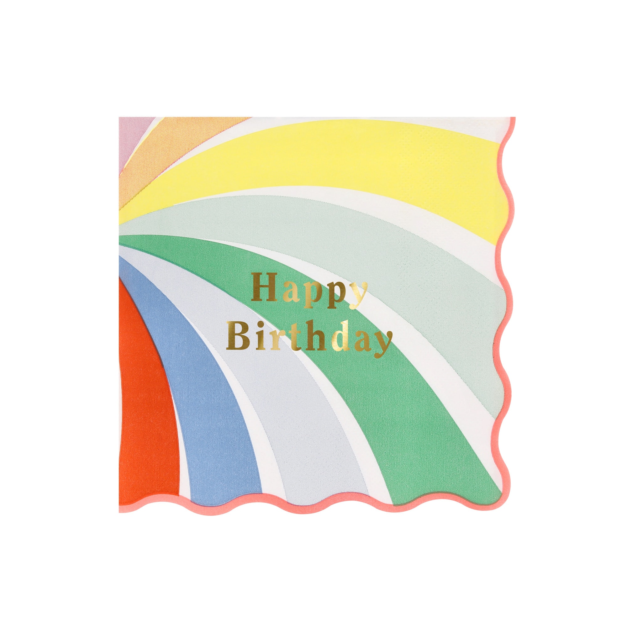 Rainbow Swirl Happy Birthday Large Napkins - Gökkuşağı Desenli Happy Birthday Peçeteler - L - 16 Adet