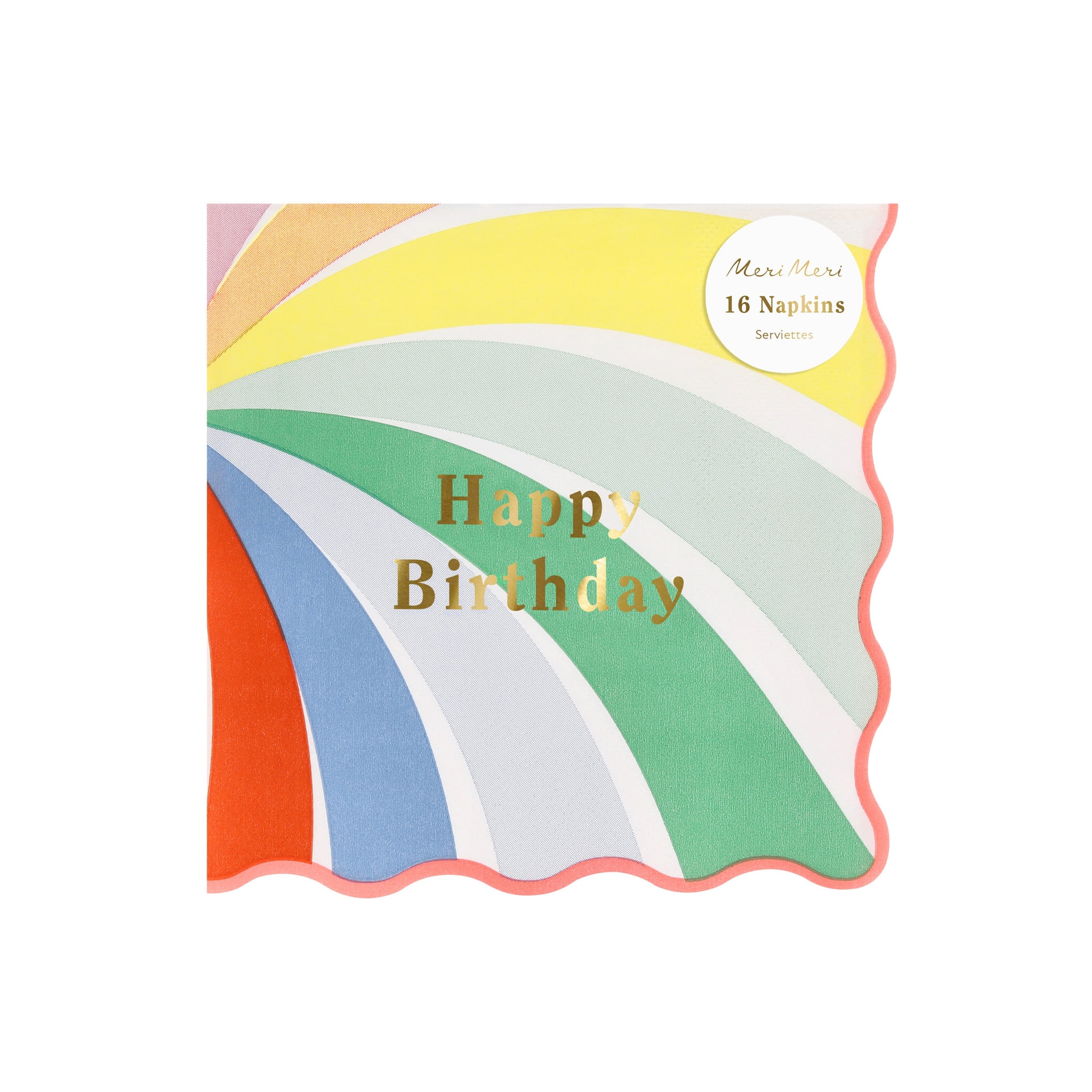 Rainbow Swirl Happy Birthday Large Napkins - Gökkuşağı Desenli Happy Birthday Peçeteler - L - 16 Adet